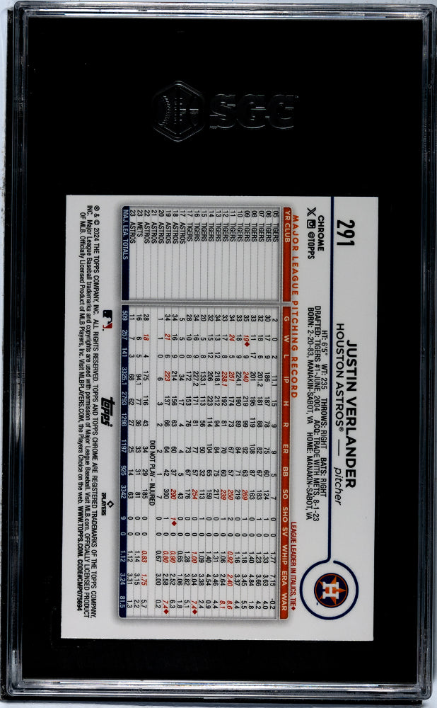 2024 Topps Chrome #291 Justin Verlander SGC 9