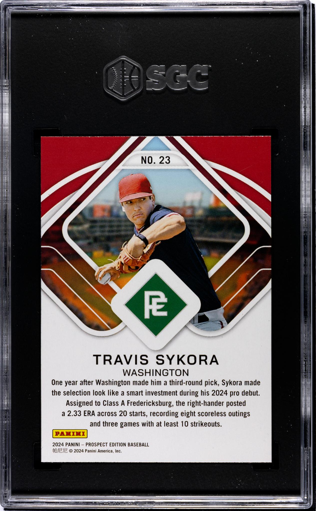 2024 Panini Prospect Edition Travis Sykora #23 SGC 9.5