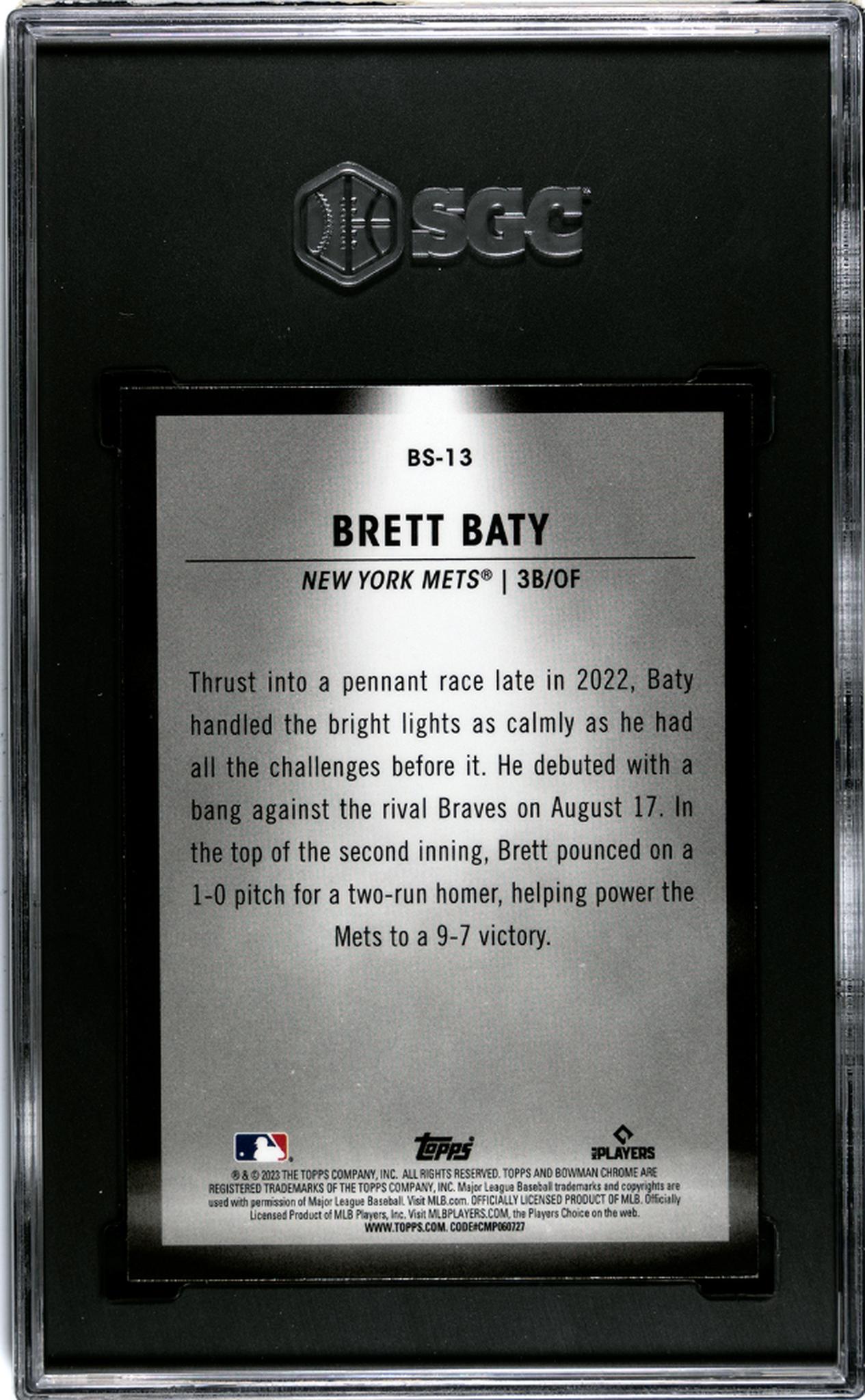 2023 Bowman Chrome #BS-13 Brett Baty Spotlights Rookie SGC 9.5