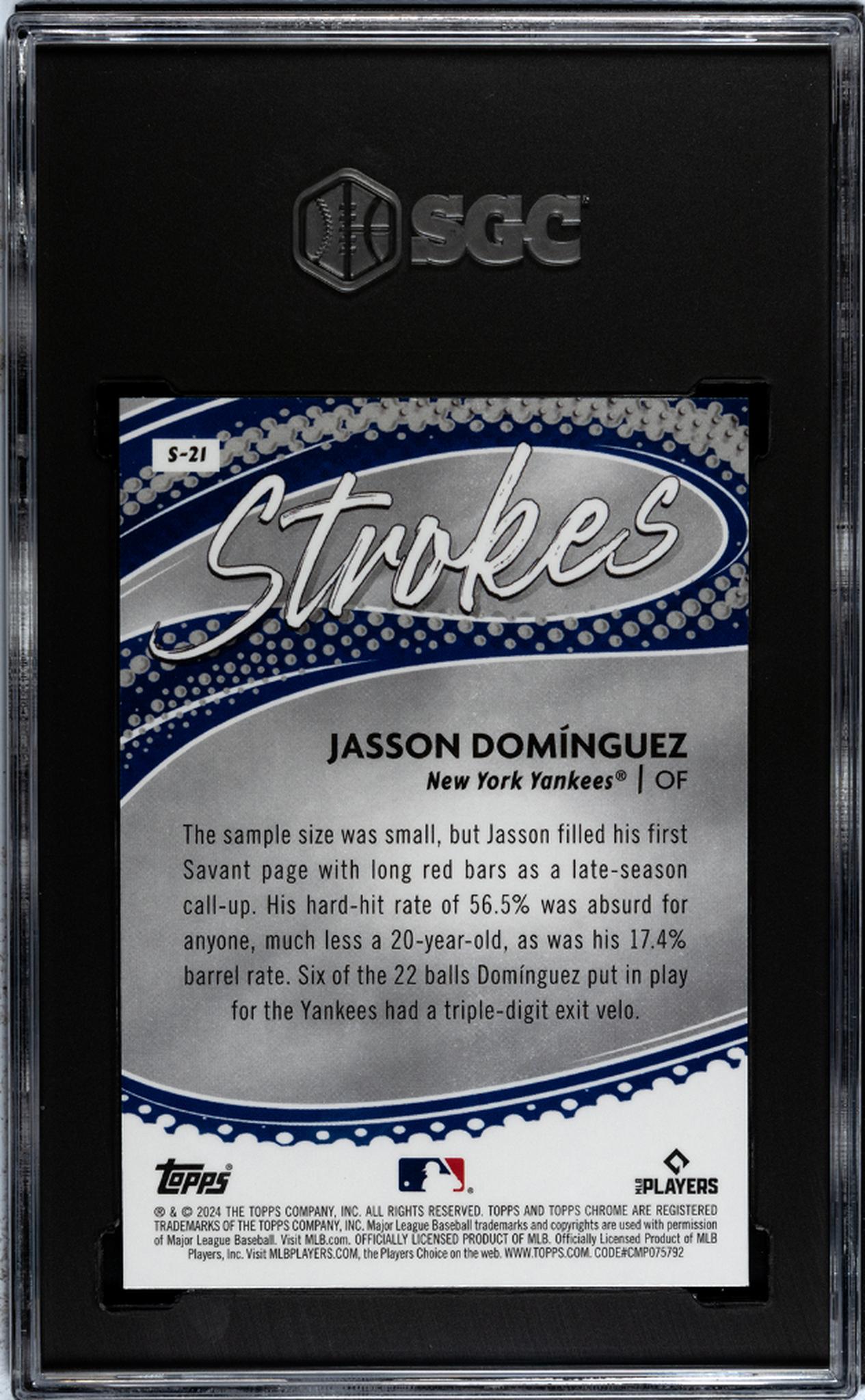 2024 Topps Chrome #S-21 Jasson Domínguez Strokes Rookie SGC 9.5