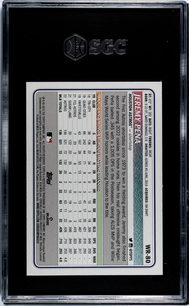 2023 Topps Big League Blue Foil Jeremy Pena #WR-80 /75 SGC 9.5