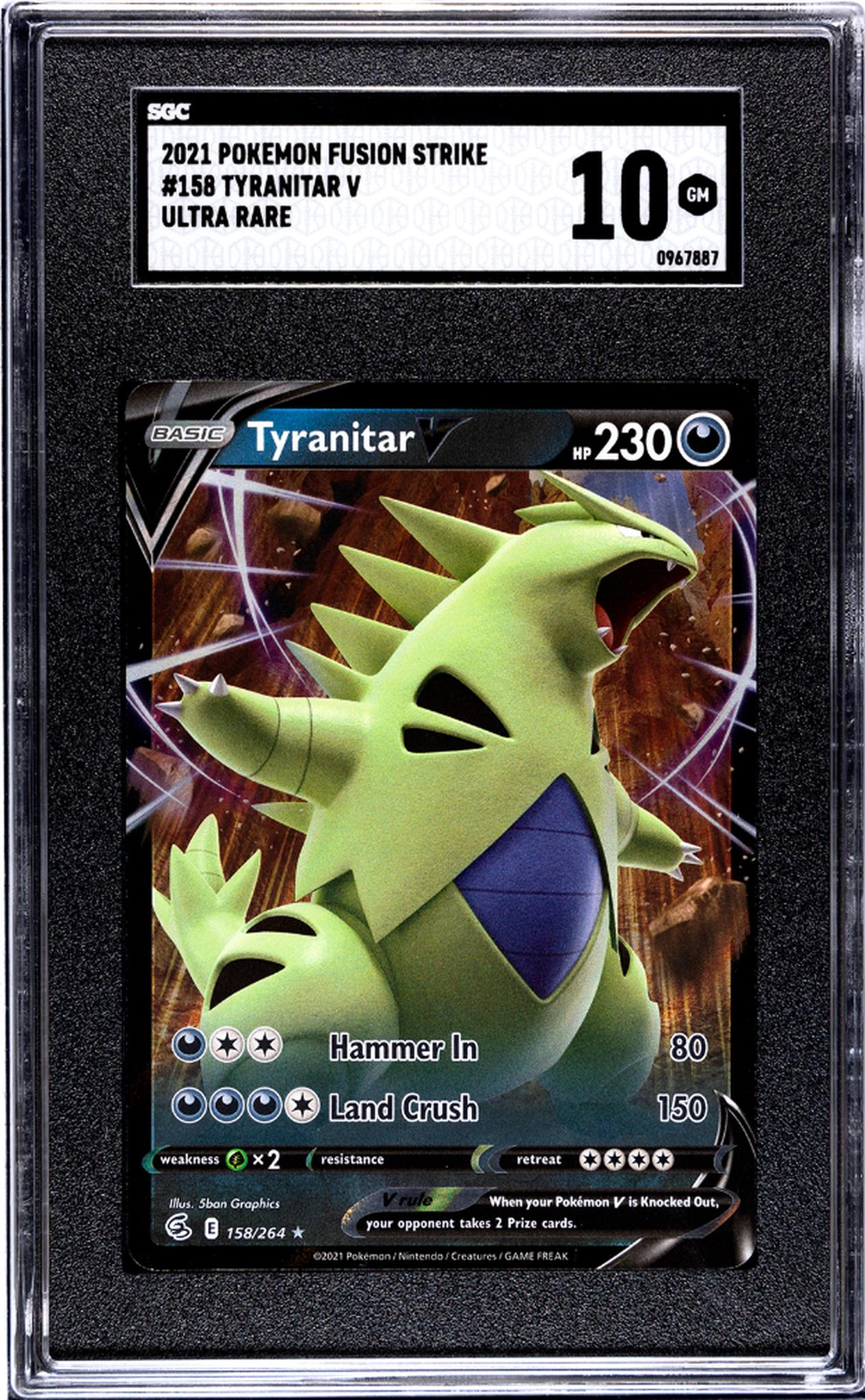 2021 Pokemon Fusion Strike #158 Tyranitar V Ultra Rare SGC 10