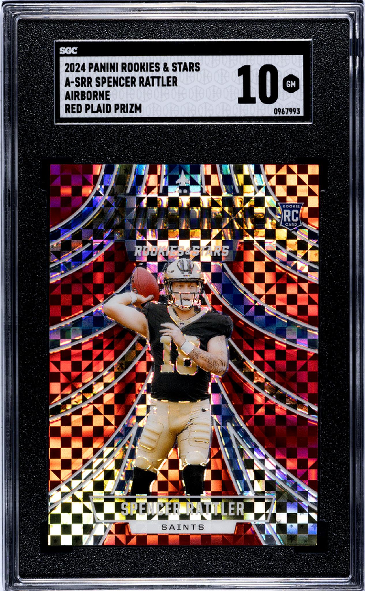 2024 Panini Rookies & Stars Airborne Red Plaid Spencer Rattler #A-SRR RC SGC 10