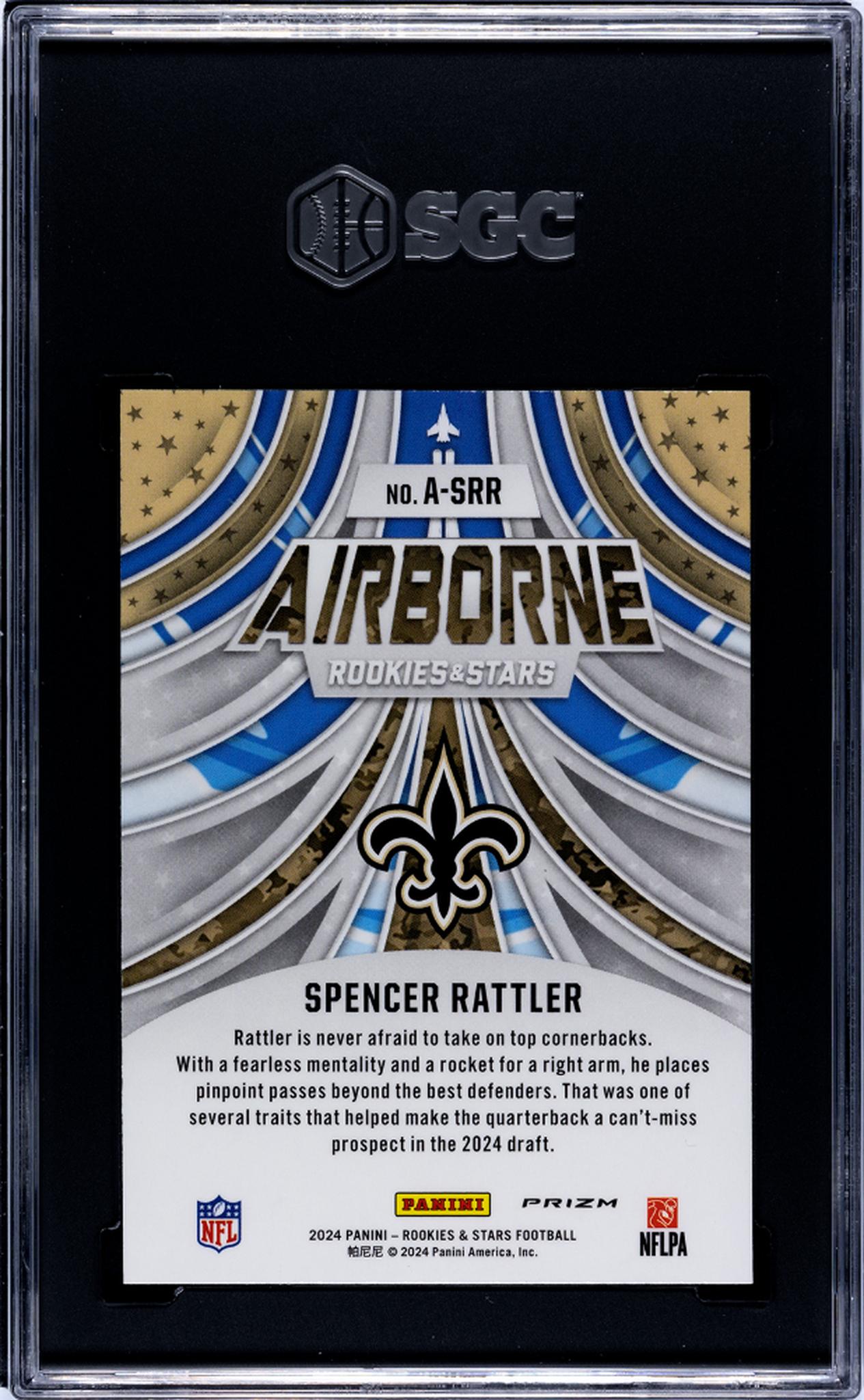 2024 Panini Rookies & Stars Airborne Red Plaid Spencer Rattler #A-SRR RC SGC 10