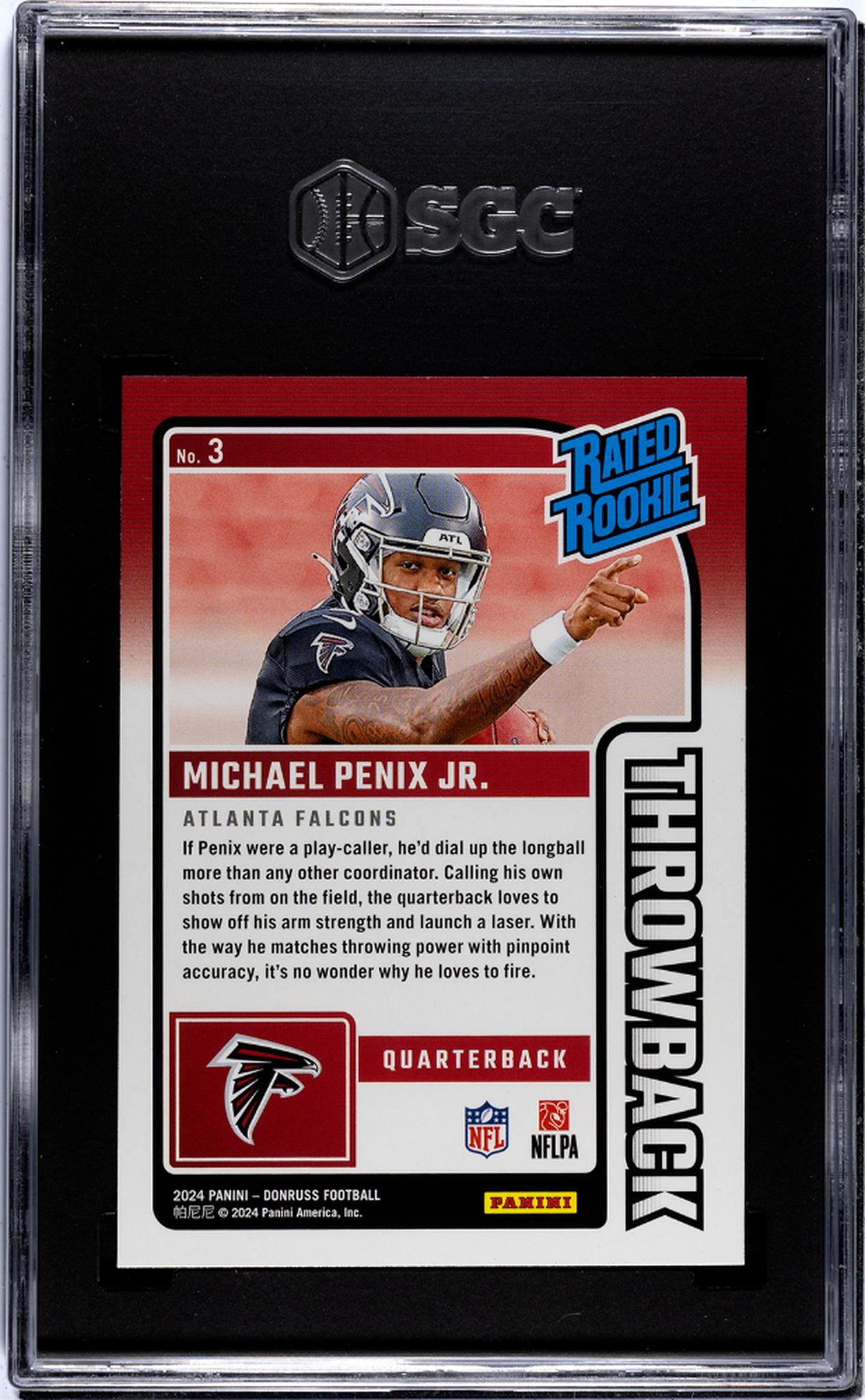 2024 Donruss #3 Michael Penix Jr. Throwback SGC 10