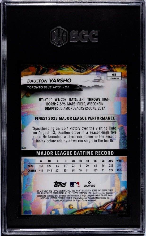 2024 Topps Finest #65 Daulton Varsho Checkerboard Refractor SGC 9.5