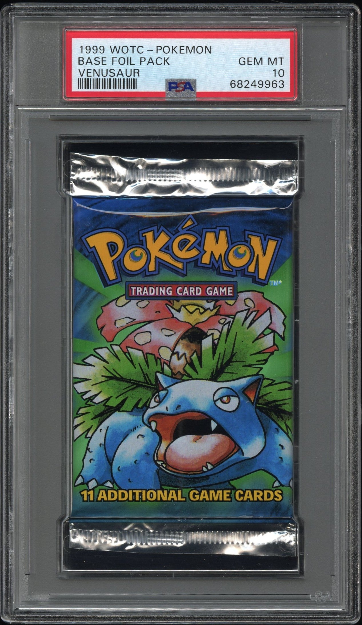 1999 Pokémon Base Set Venusaur Booster Pack PSA 10