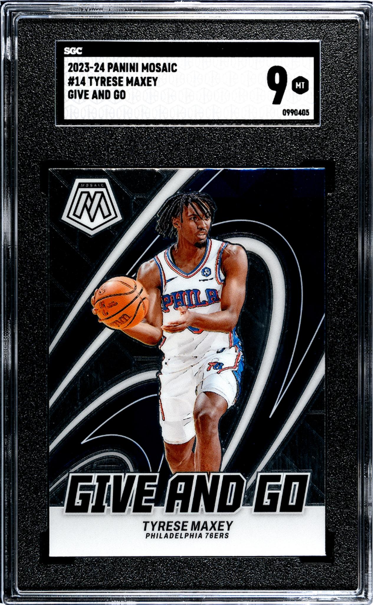2023 Panini Mosaic Give and Go Tyrese Maxey #14 SGC 9