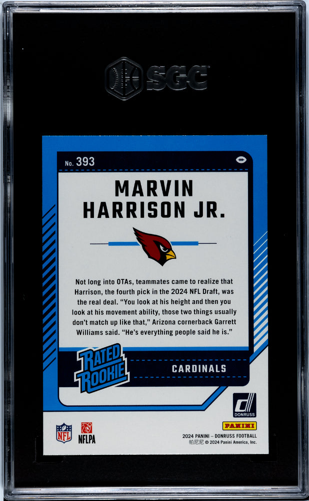 2024 Panini Donruss Rated Rookie Marvin Harrison Jr #393 RC SGC 10