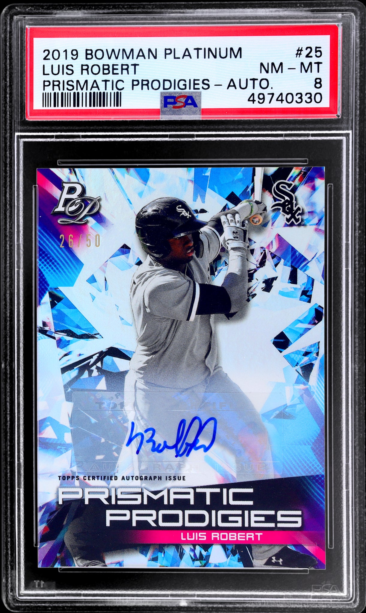 2019 Bowman Platinum Prismatic Prodigies Autograph Luis Robert /50 PSA 8