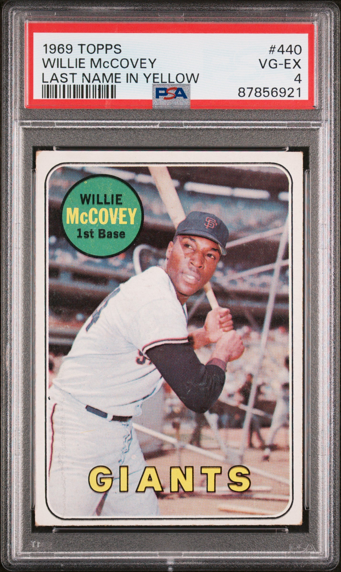 1969 Topps #440A Willie Mccovey Last Name In Yellow PSA 4