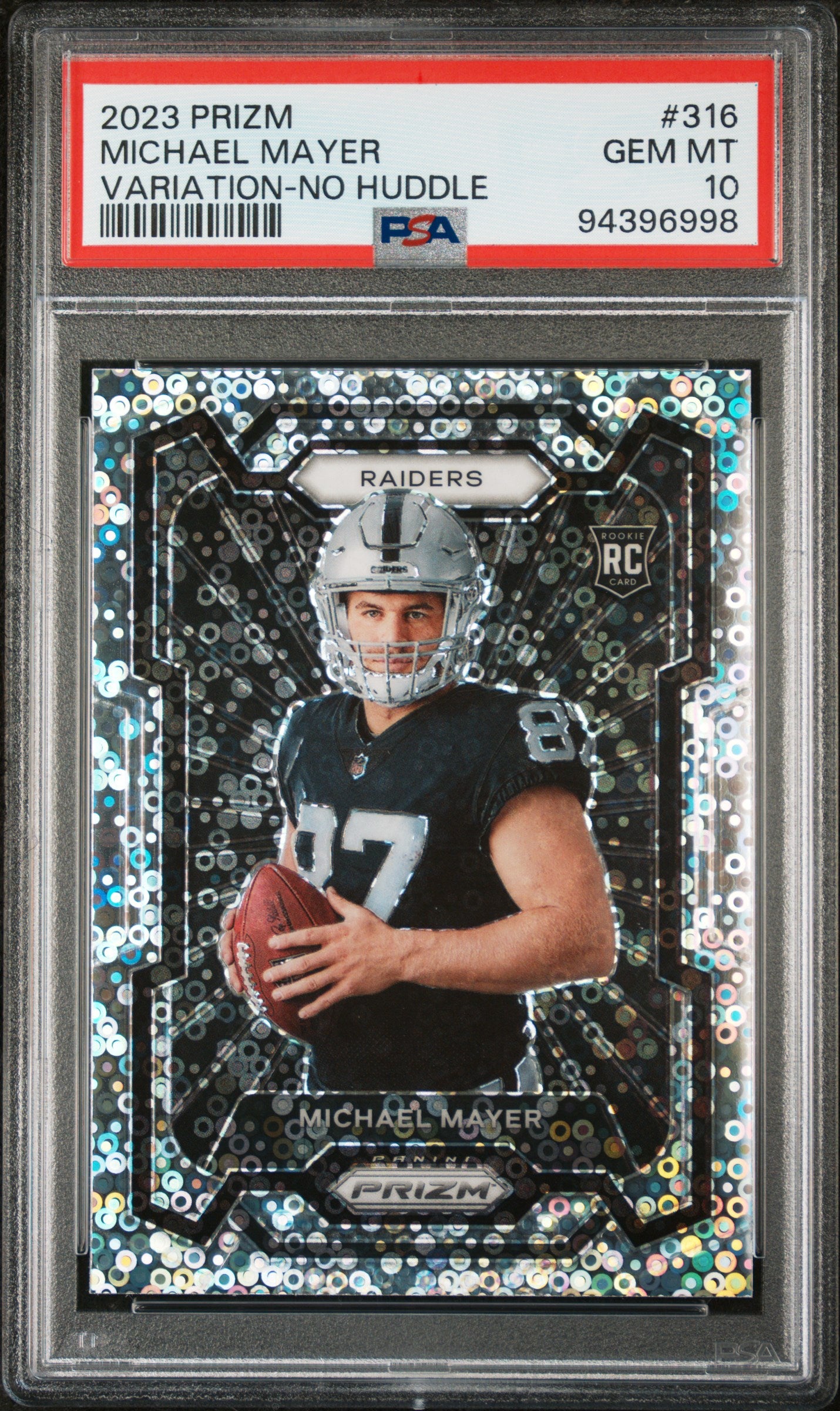 2023 Panini Prizm Variation-No Huddle Michael Mayer Rookie RC #316 PSA 10