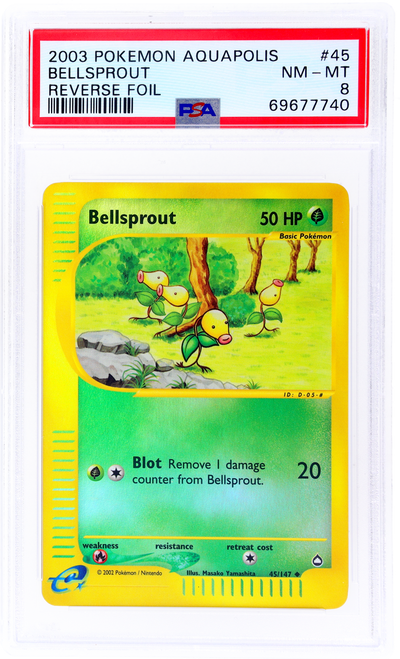 2003 Pokemon Aquapolis Reverse Holo Bellsprout #45 PSA 8