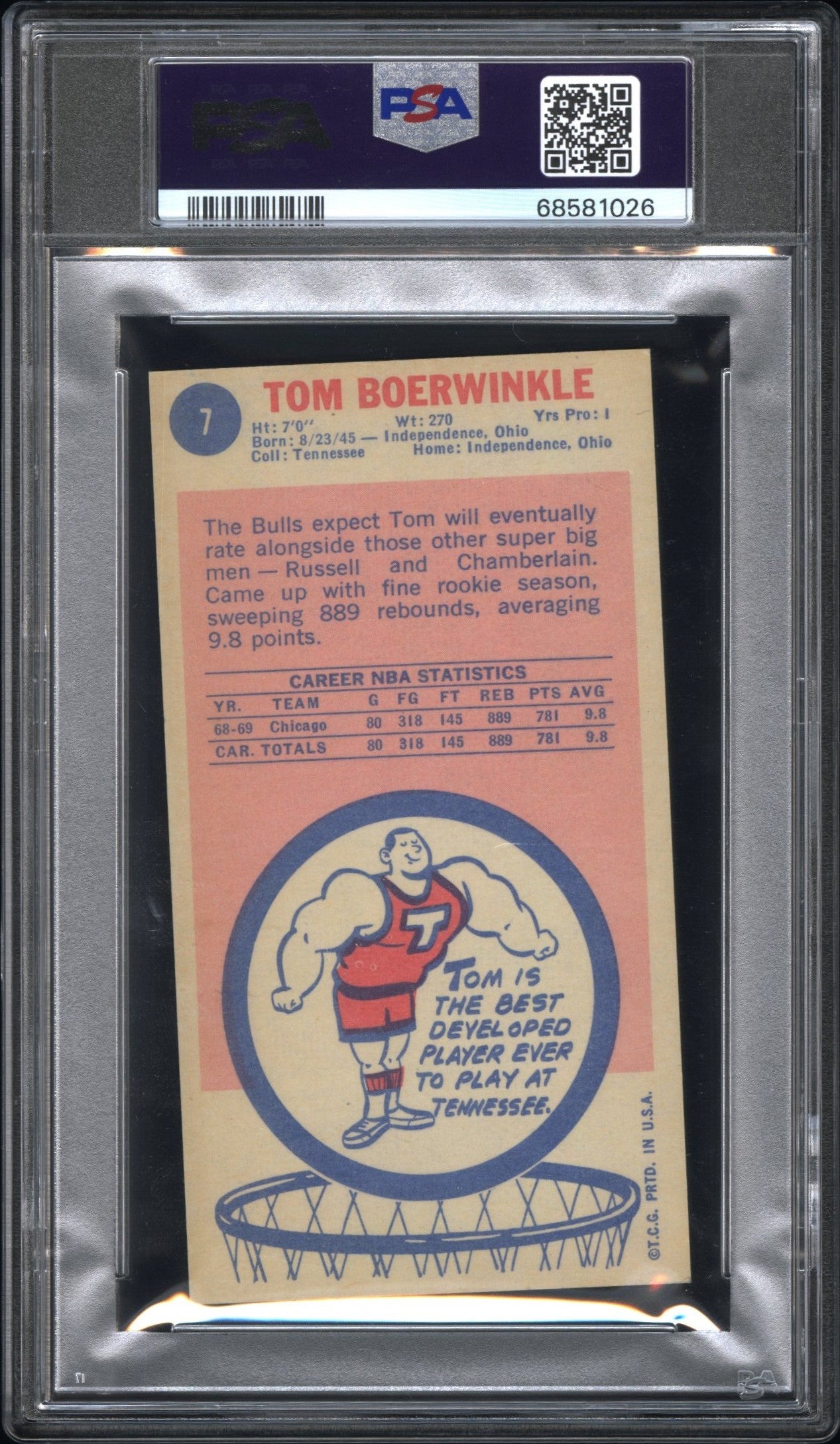 1969 Topps #7 Tom Boerwinkle PSA 7