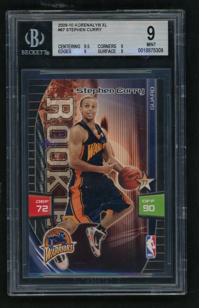 2009 Panini Adrenalyn XL Stephen Curry Rookie Beckett 9 Mint Warriors