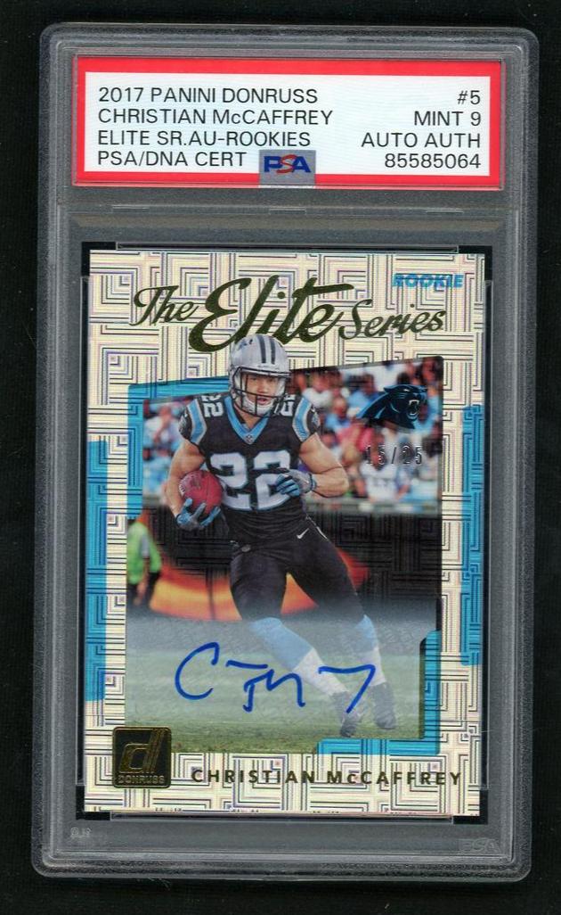 2017 Panini Donruss the Elite Series Autograph Rookies Christian Mccaffrey #5 PSA 9