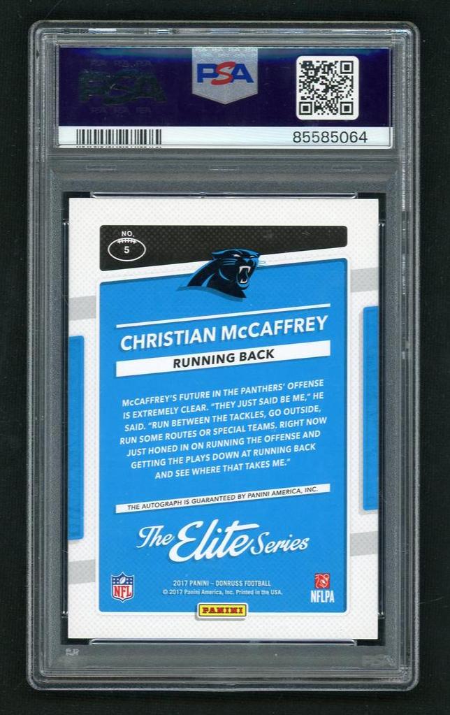 2017 Panini Donruss the Elite Series Autograph Rookies Christian Mccaffrey #5 PSA 9