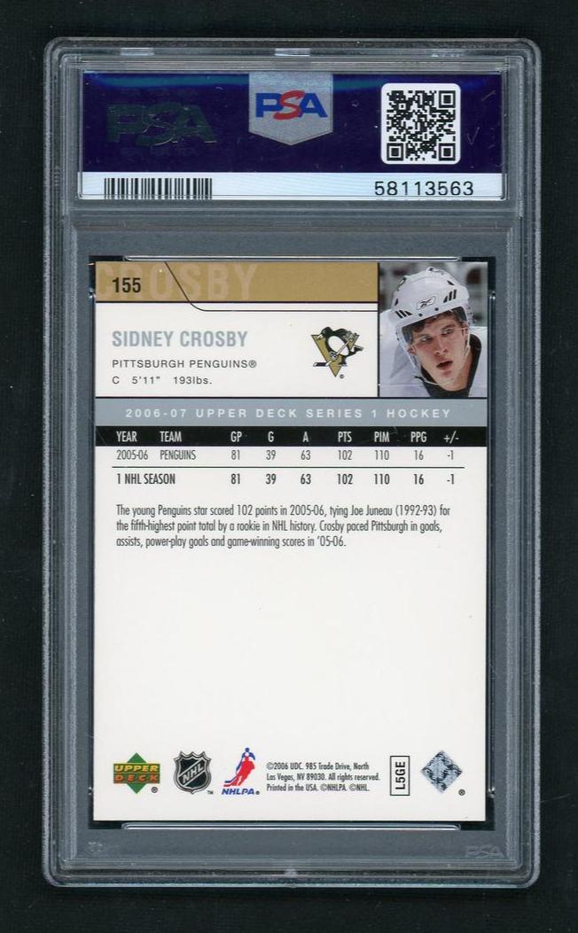 2006 Upper Deck Young Guns Sidney Crosby #155 PSA 9