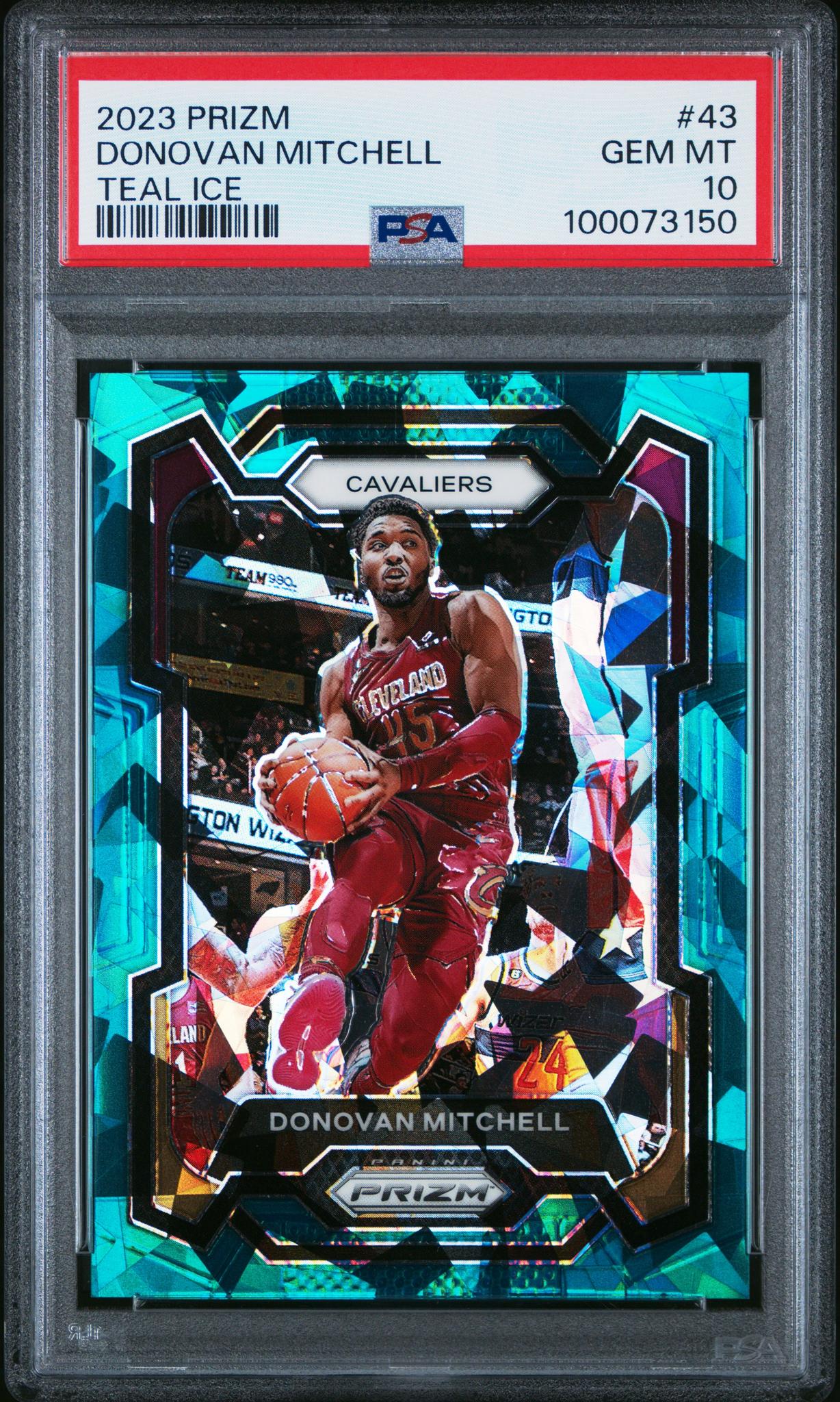 2023 Panini Prizm Teal Ice Donovan Mitchell #43 /225 PSA 10