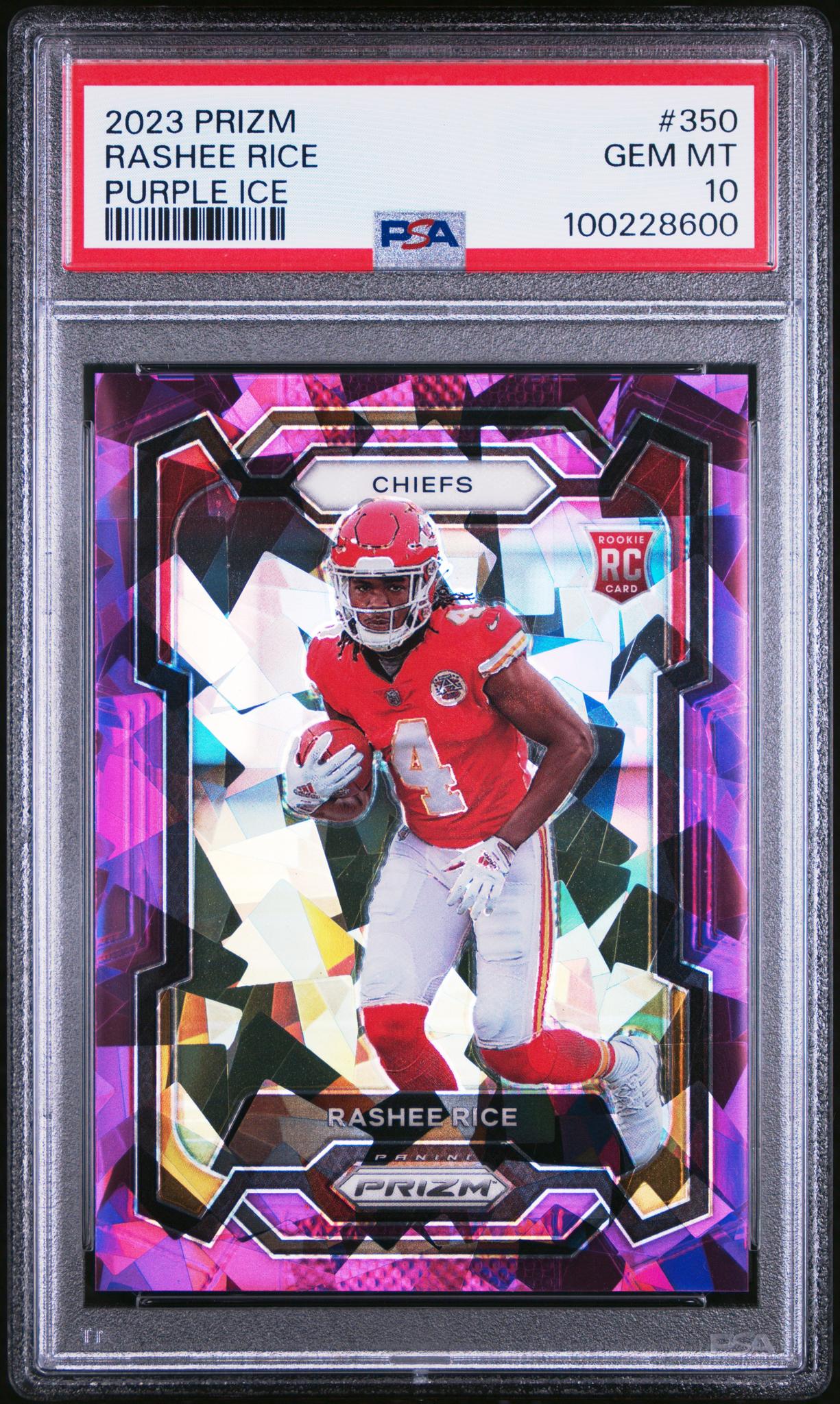2023 Panini Prizm Purple Ice Rashee Rice #350 RC /225 PSA 10