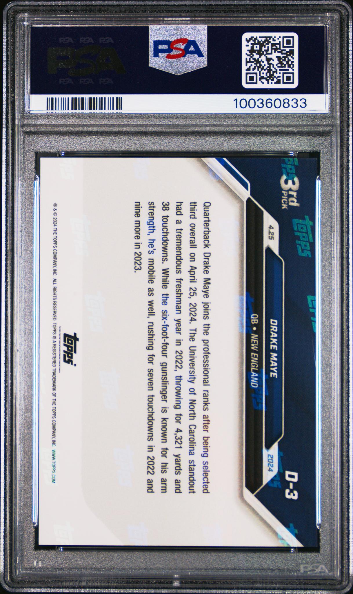 2024 Topps Now #D3 Drake Maye /5732 PSA 10