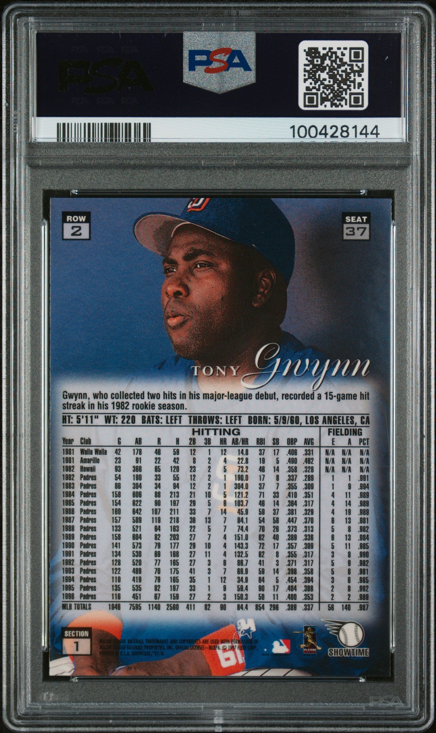1997 Flair Showcase Row 2 Tony Gwynn #37 PSA 8