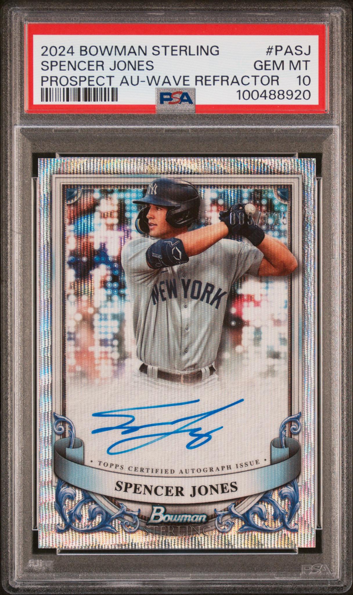 2024 Bowman Sterling Wave Refractor Spencer Jones #PA-SJ Auto /125 PSA 10