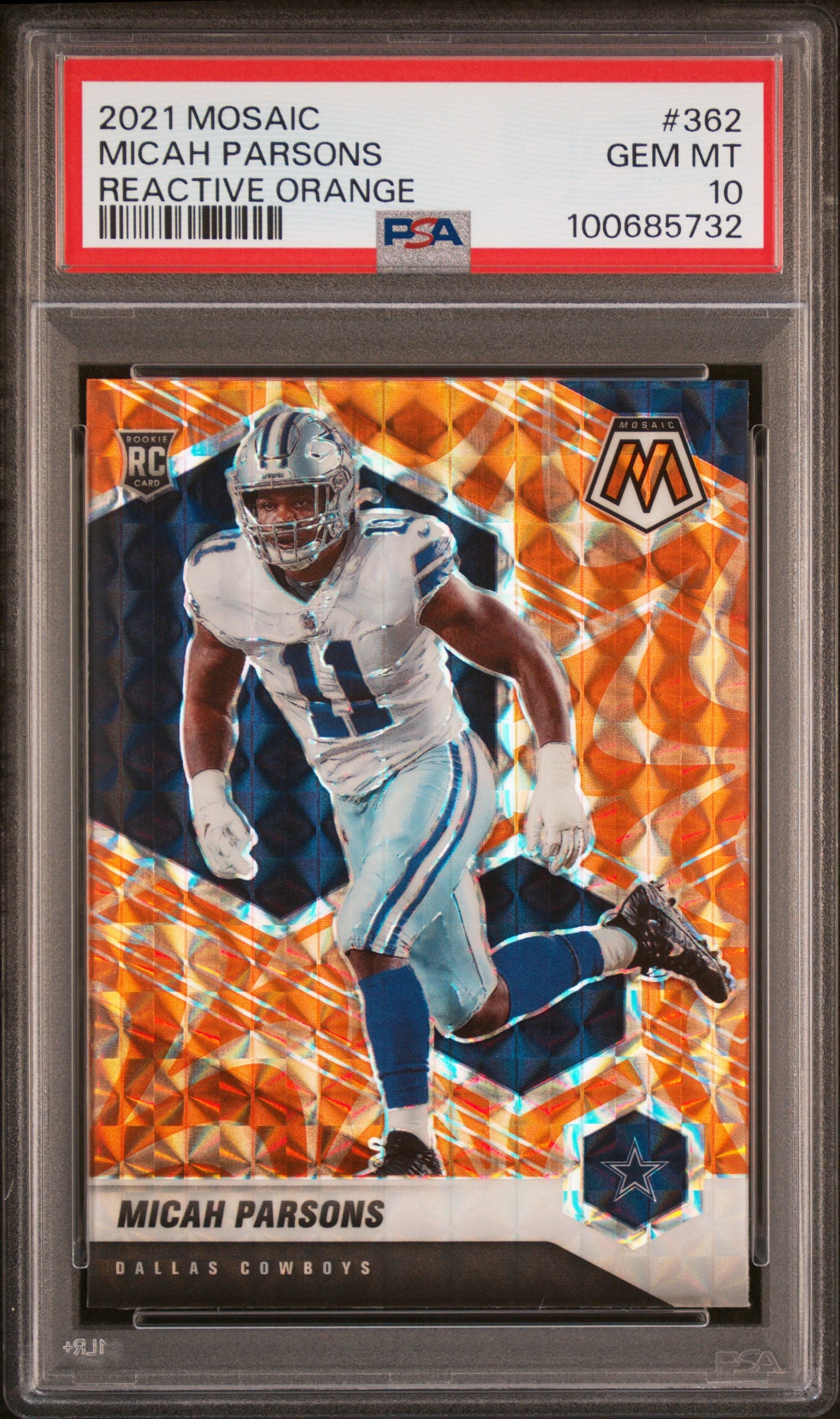 2021 Panini Mosaic Reactive Orange Mosaic Micah Parsons #362 PSA 10