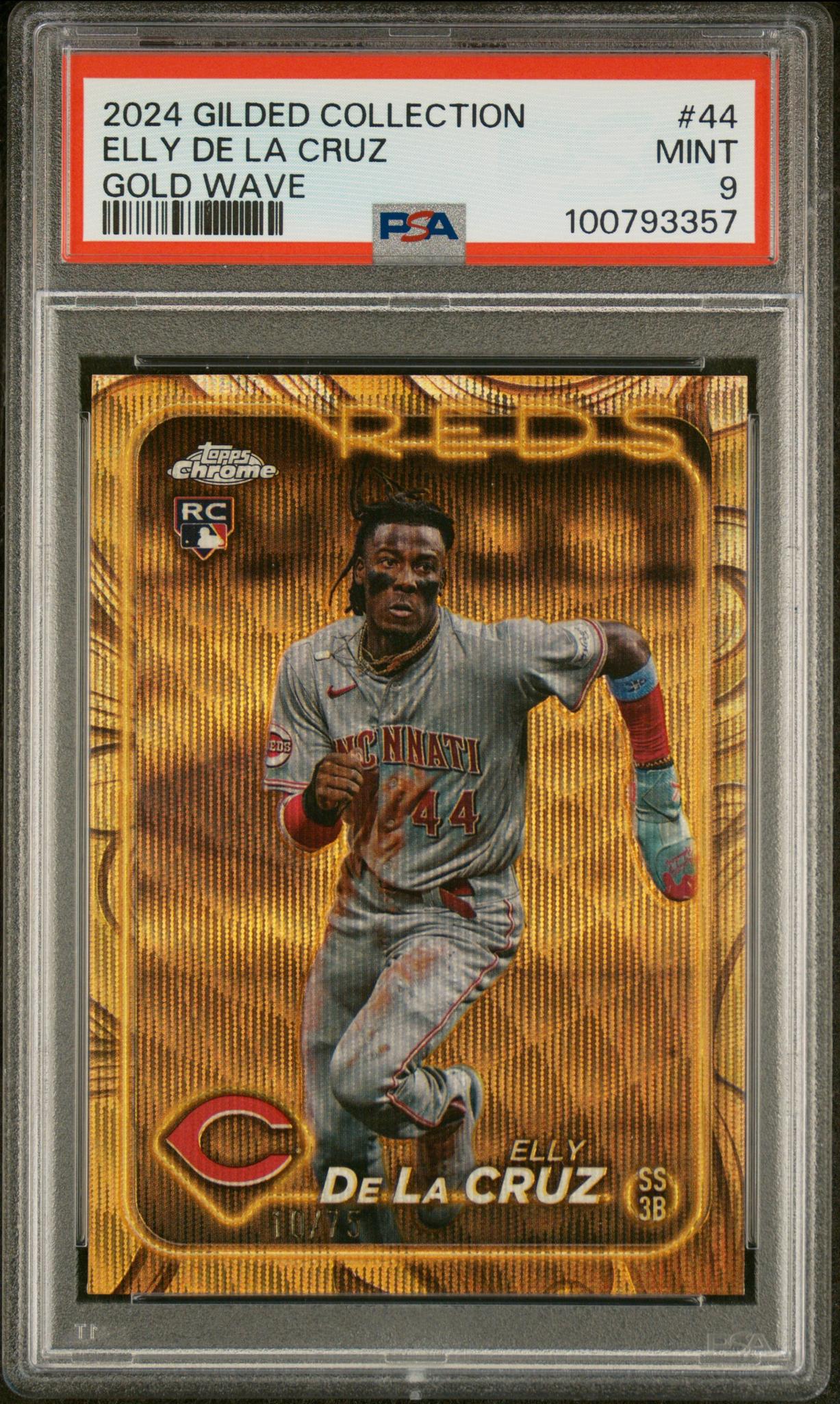 2024 Topps Gilded Collection #44 Elly De La Cruz Gold Wave PSA 9