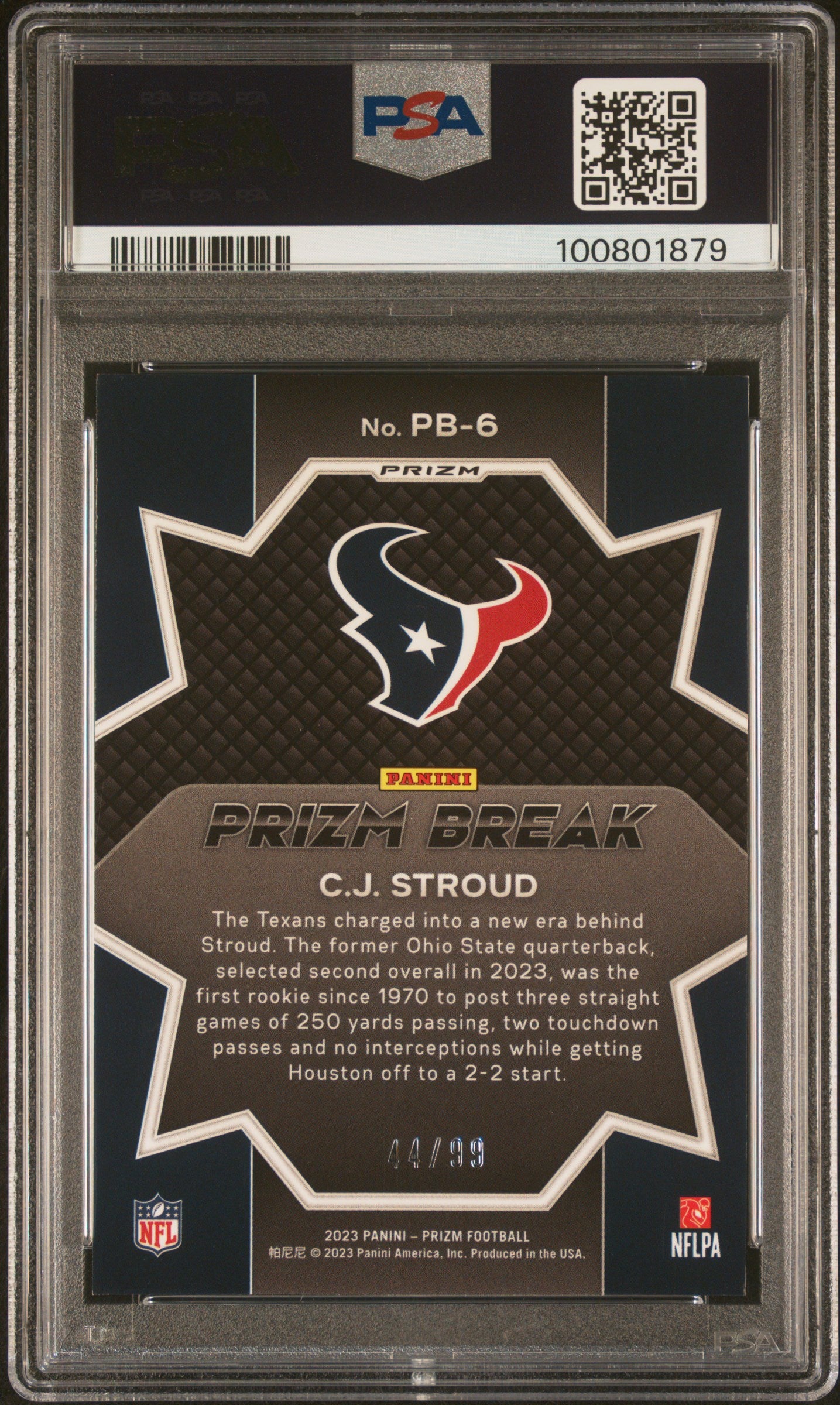 2023 Panini Prizm Prizm Break Blue Ice CJ Stroud #PB-6 /99 PSA 9