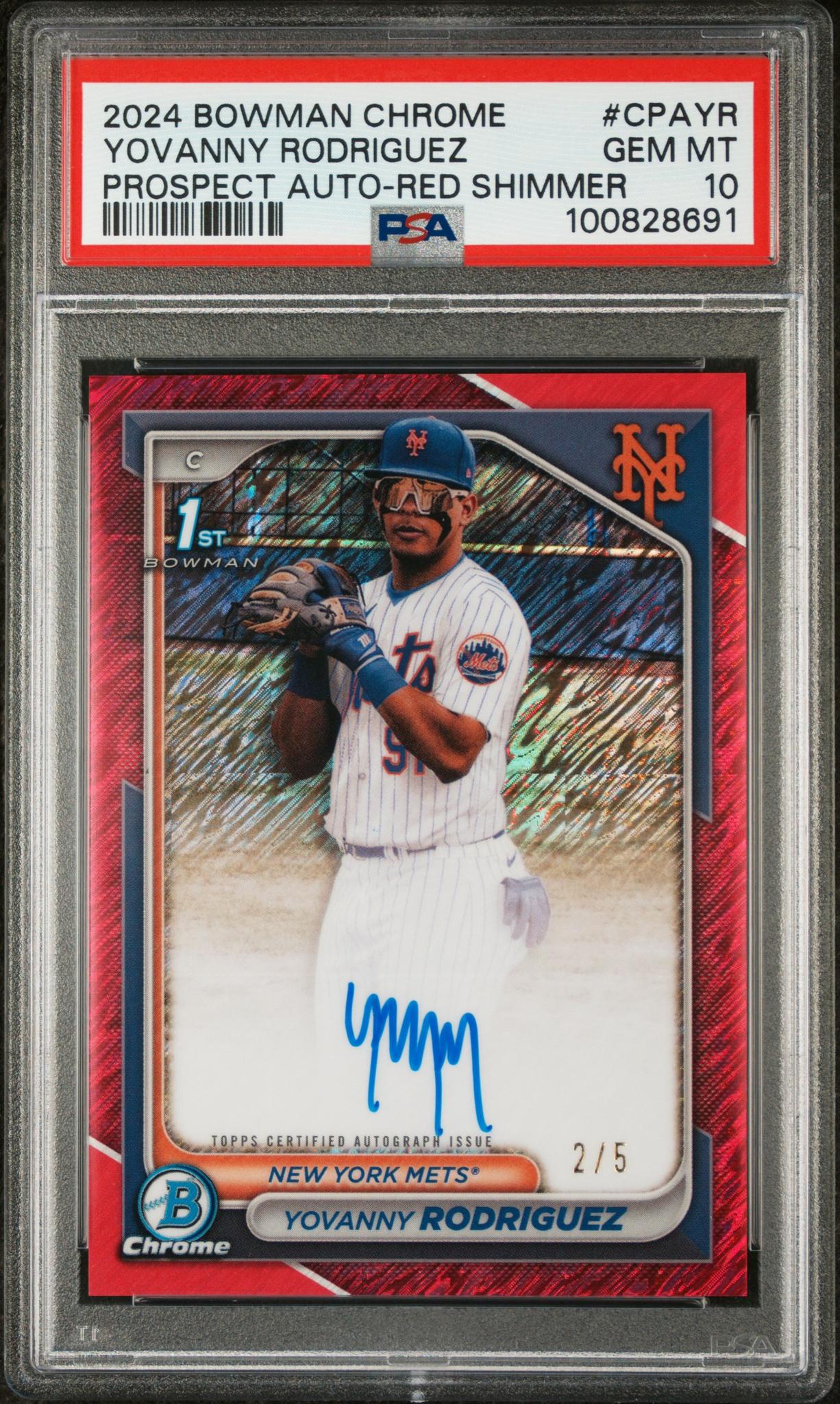 2024 Bowman Chrome Red Shimmer Yovanny Rodriguez #CPA-YR Auto /5 PSA 10