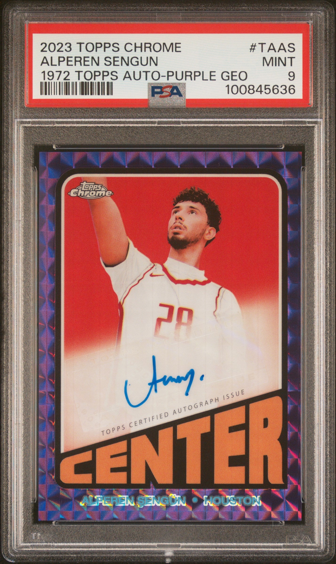 2023 Topps Chrome 1972 Topps Purple Geo Alperen Sengun #TA-AS Auto PSA 9