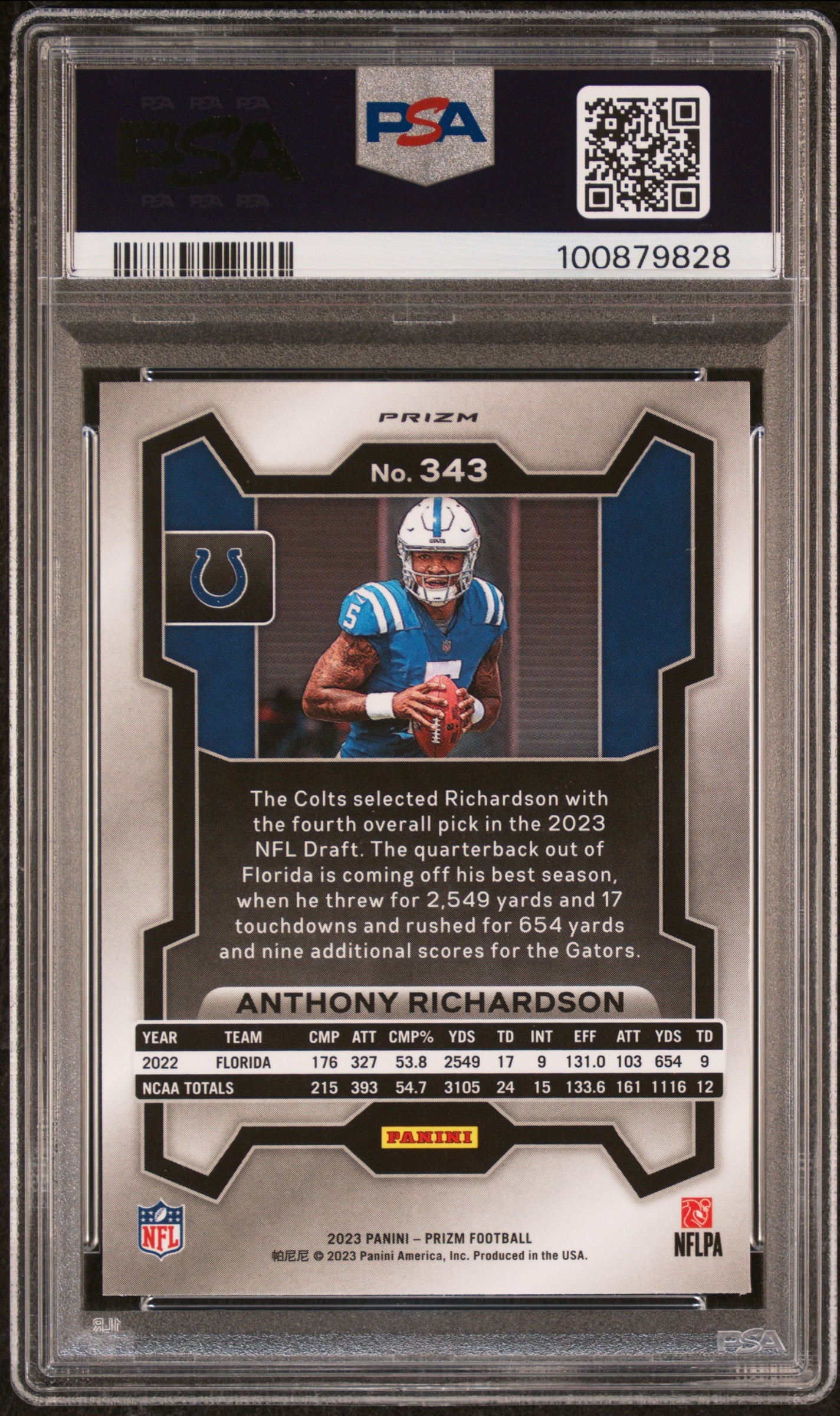 2023 Panini Prizm Silver Prizm Anthony Richardson #343 RC PSA 10