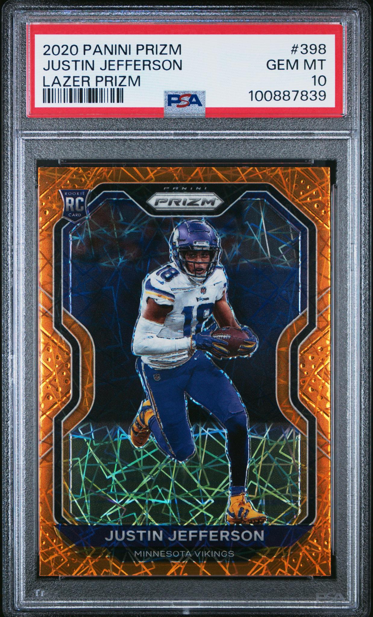 2020 Panini Prizm Lazer Prizm Justin Jefferson #398 RC PSA 10