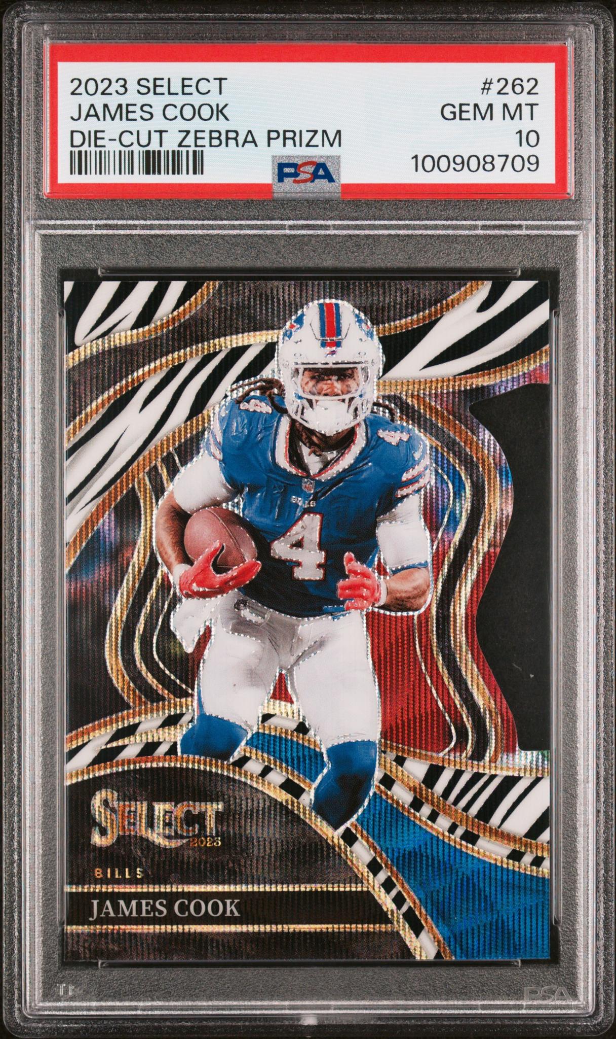 2023 Panini Select #262 James Cook Prizm Zebra PSA 10