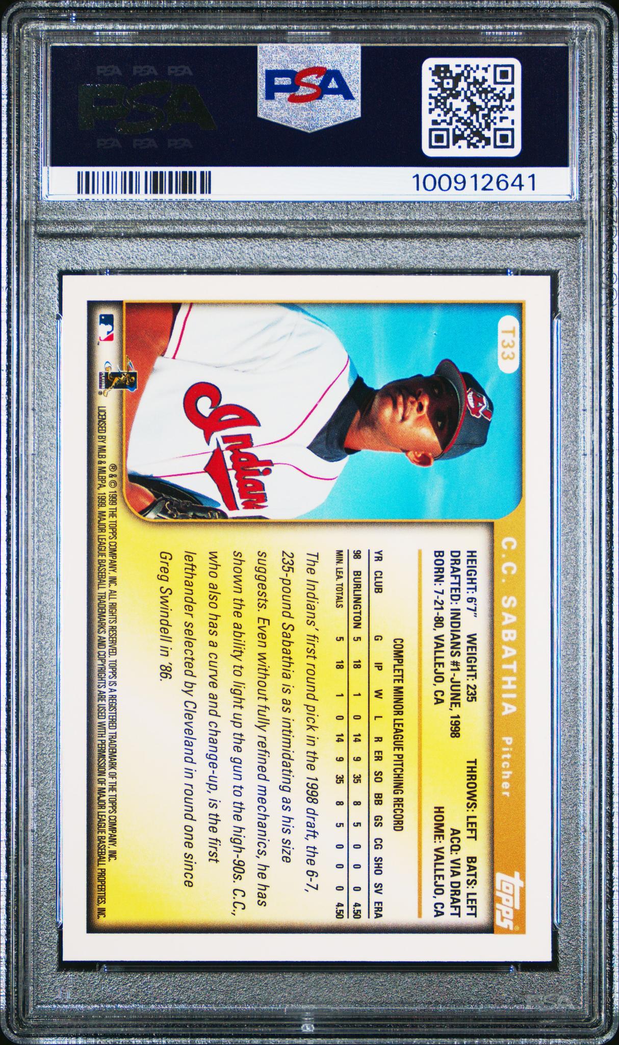 1999 Topps Traded #T33 Cc Sabathia PSA 9