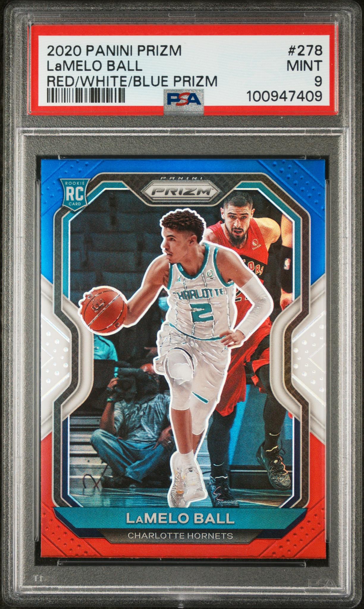 2020 Panini Prizm Red White and Blue Prizm Lamelo Ball #278 PSA 9