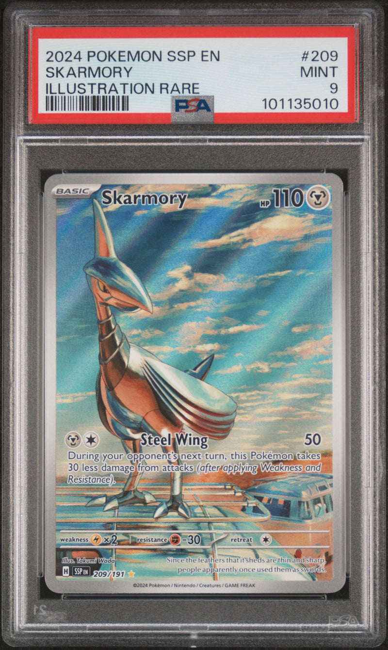 2024 Pokemon Scarlet and Violet Surging Sparks Illustration Rare Skarmory #209 PSA 9