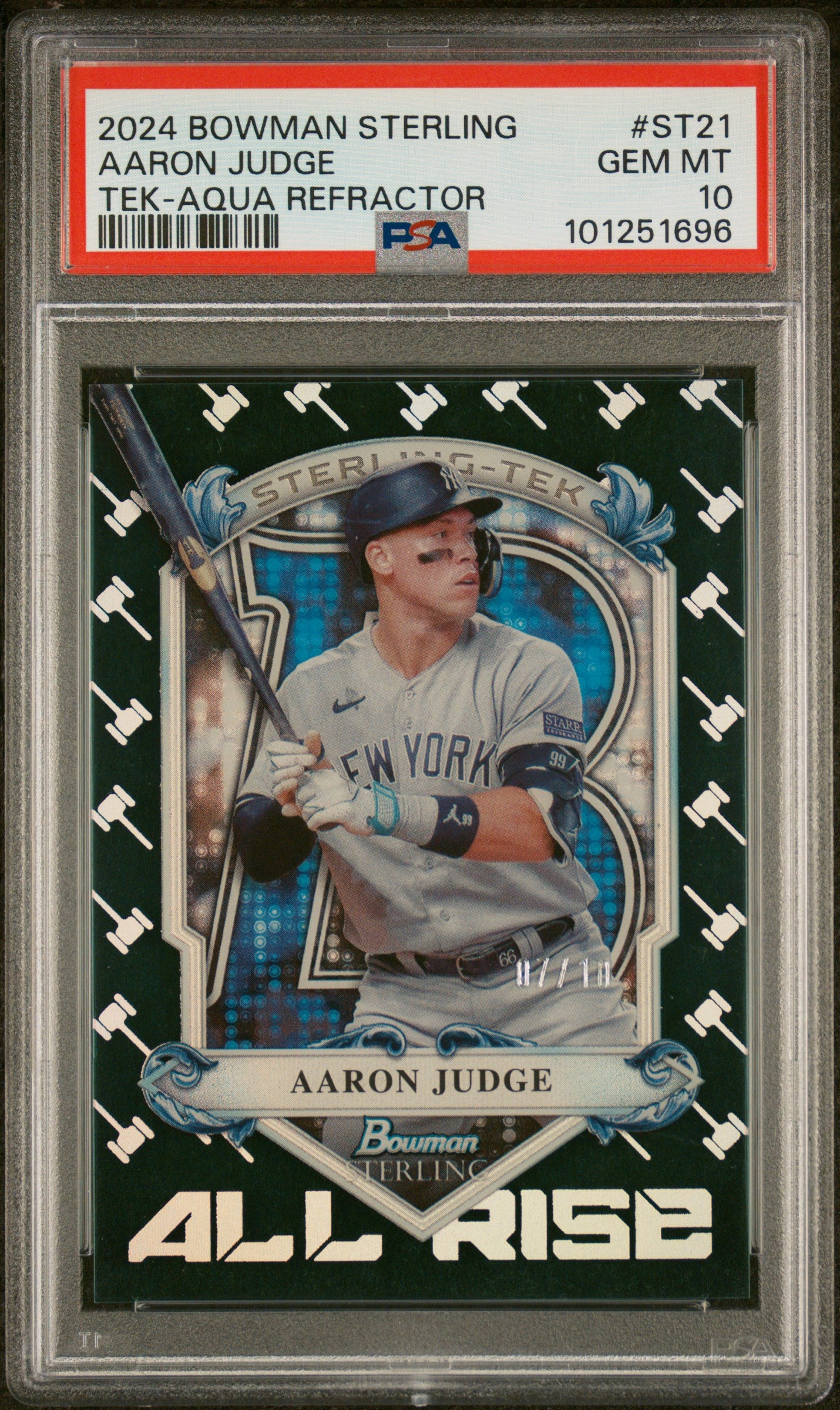 2024 Bowman Sterling Sterling-Tek Aqua Refractor Aaron Judge #ST21 /111 PSA 10