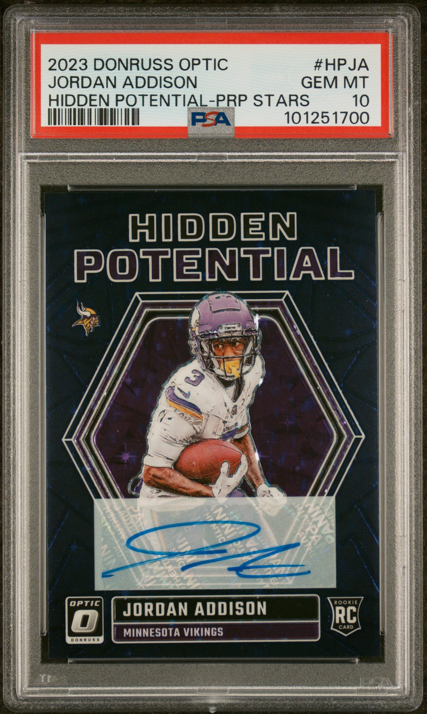 2023 Panini Donruss Optic Hidden Potential Prp Stars Jordan Addison #HPJA PSA 10