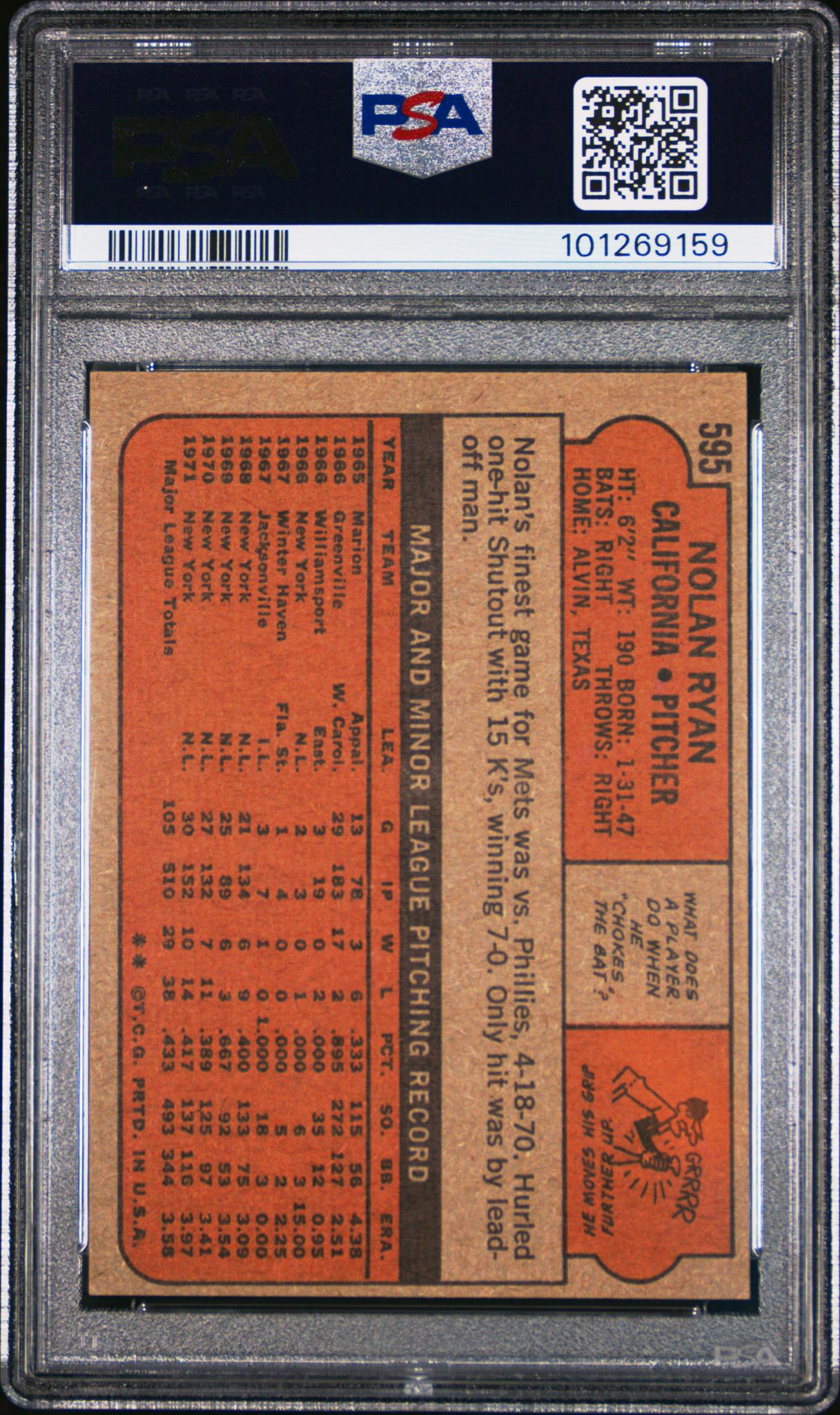 1972 Topps Nolan Ryan #595 PSA 5