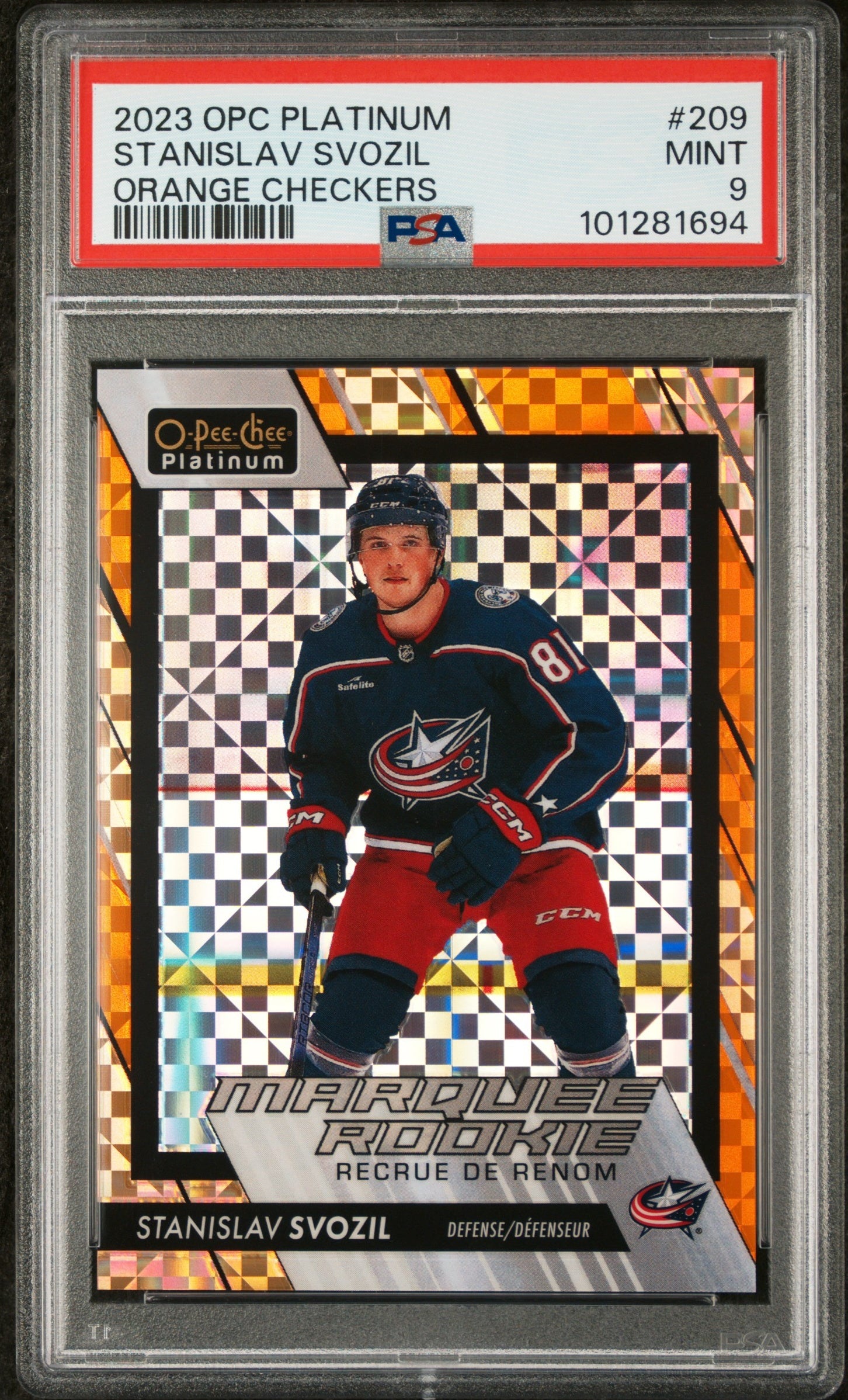 2023 O-Pee-Chee Platinum #209 Stanislav Svozil Orange Checkers PSA 9