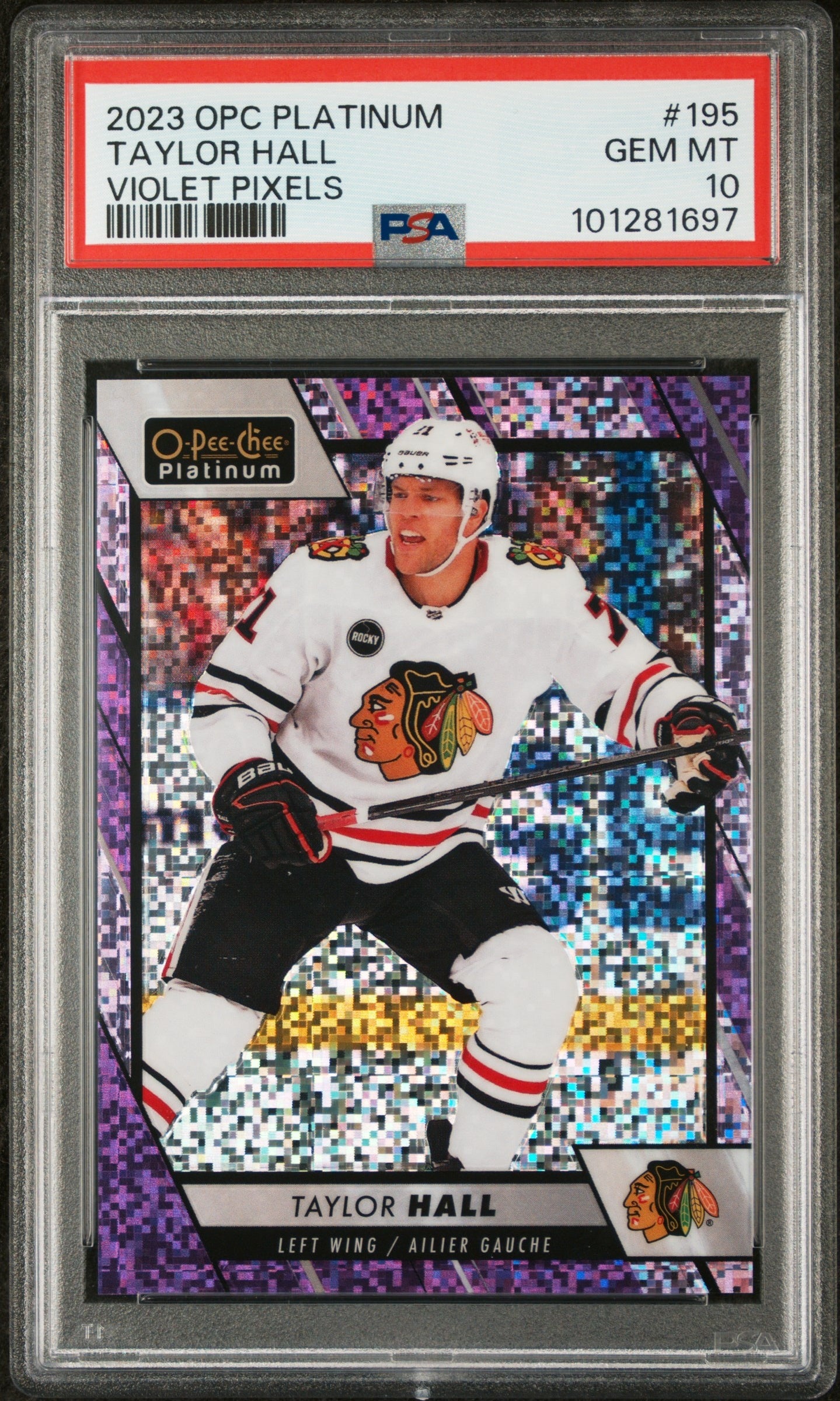 2023 O-Pee-Chee Platinum #195 Taylor Hall Violet Pixels PSA 10