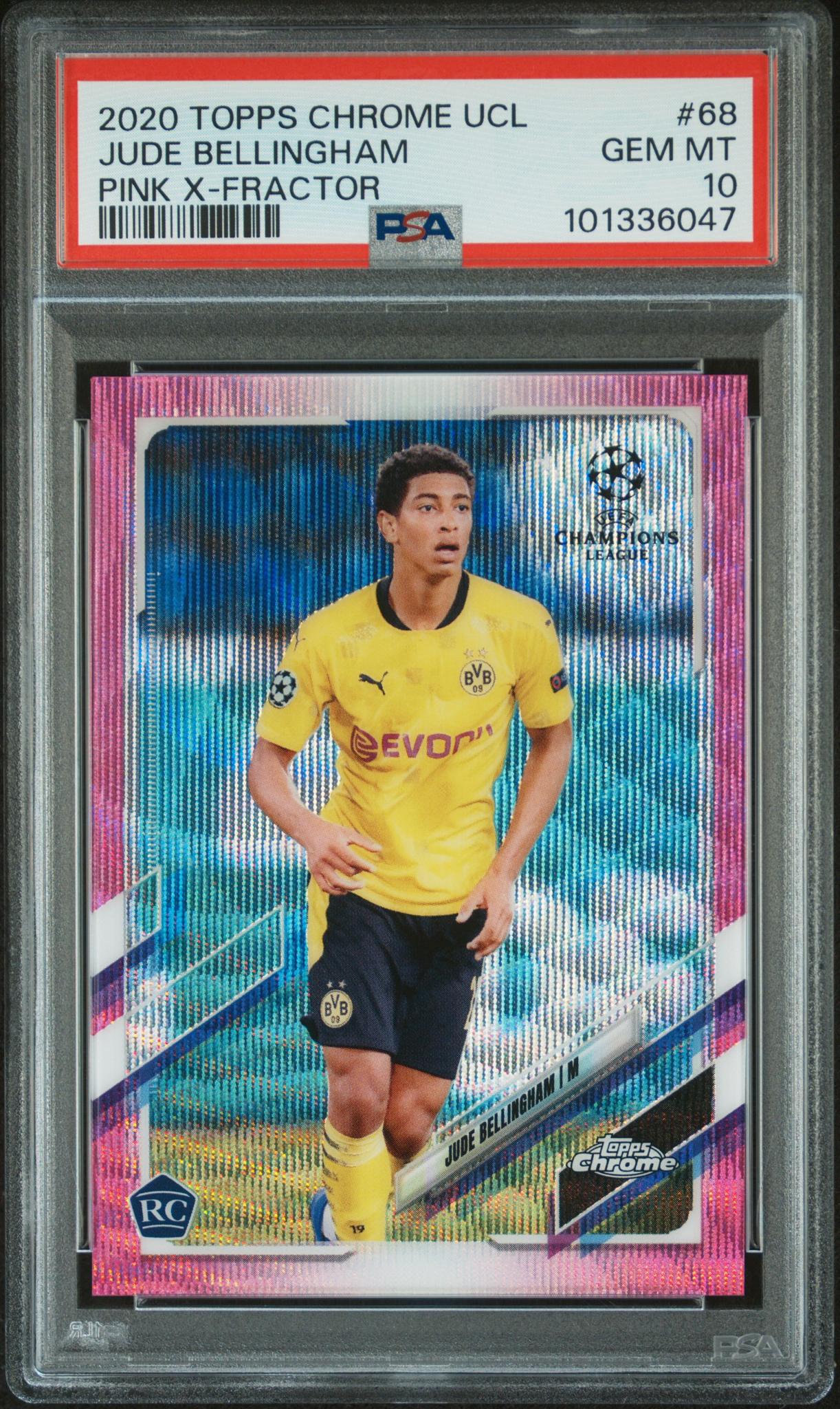 2020 Topps Chrome UEFA Champions League #68 Jude Bellingham Pink X-Fractor PSA 10