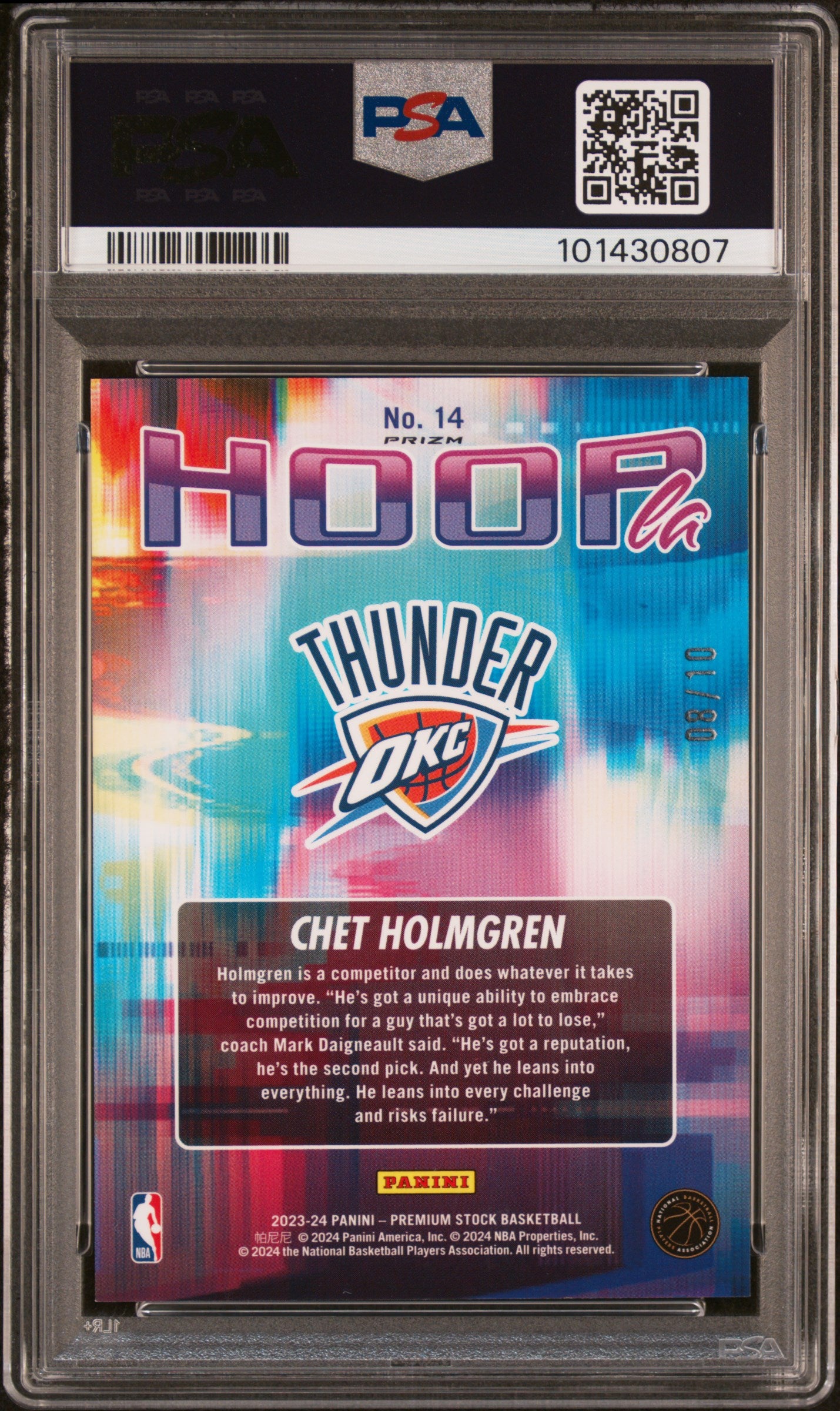 2023 Hoops Premium Stock #14 Chet Holmgren Hoopla /10 PSA 9