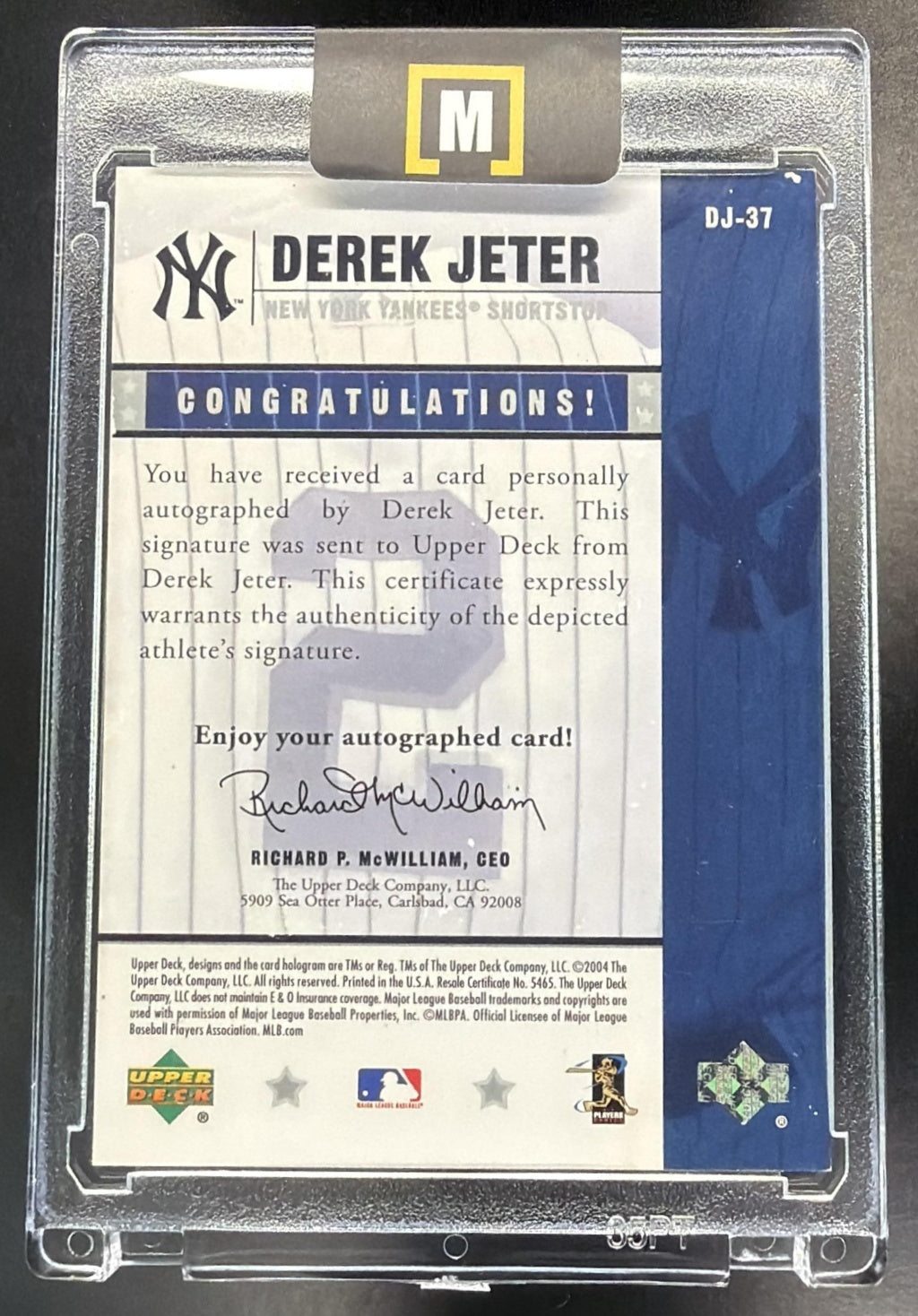 2004 Upper Deck Derek Jeter #DJ-37 Bonus Auto /50