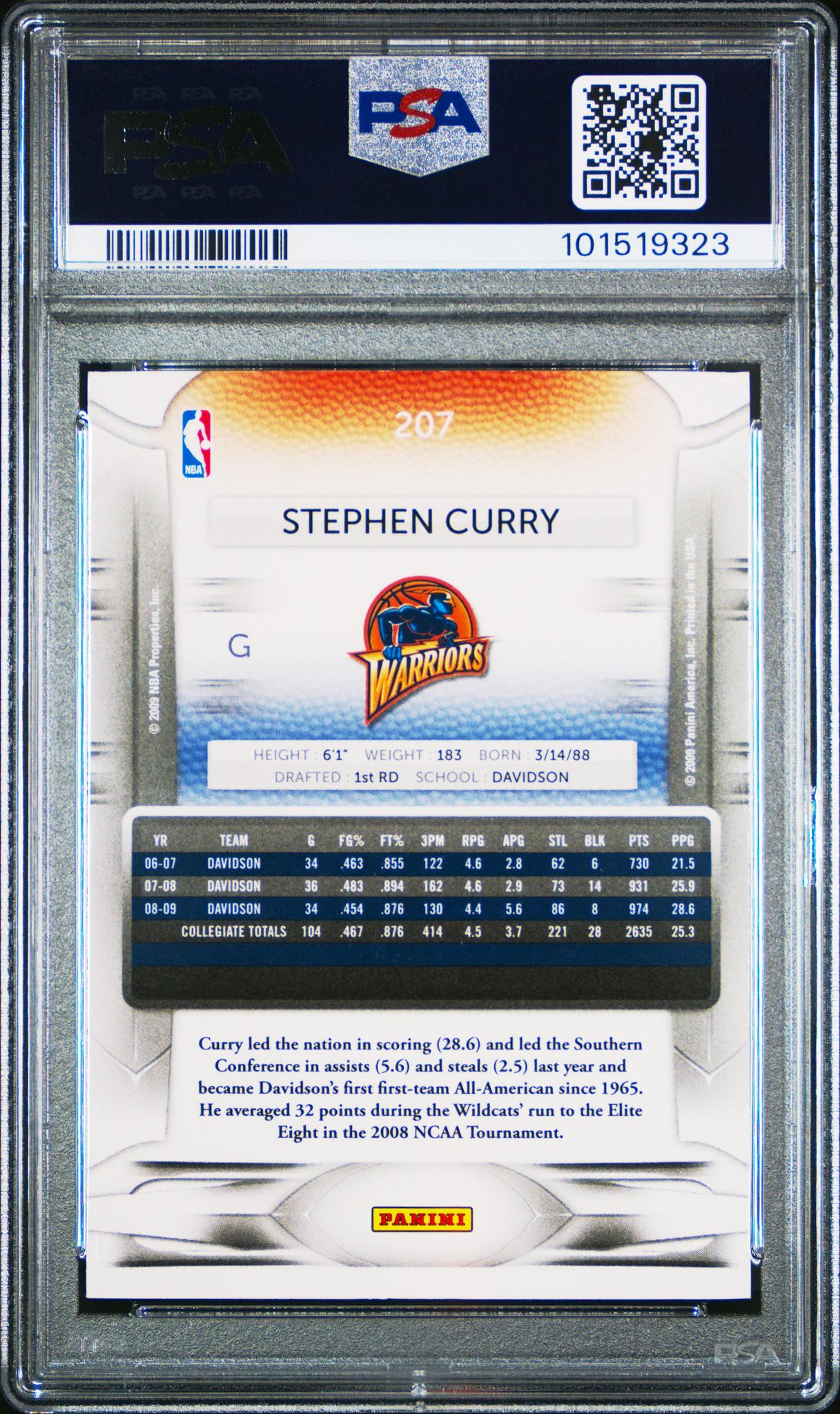 2009 Panini Prestige Stephen Curry #207 RC PSA 4