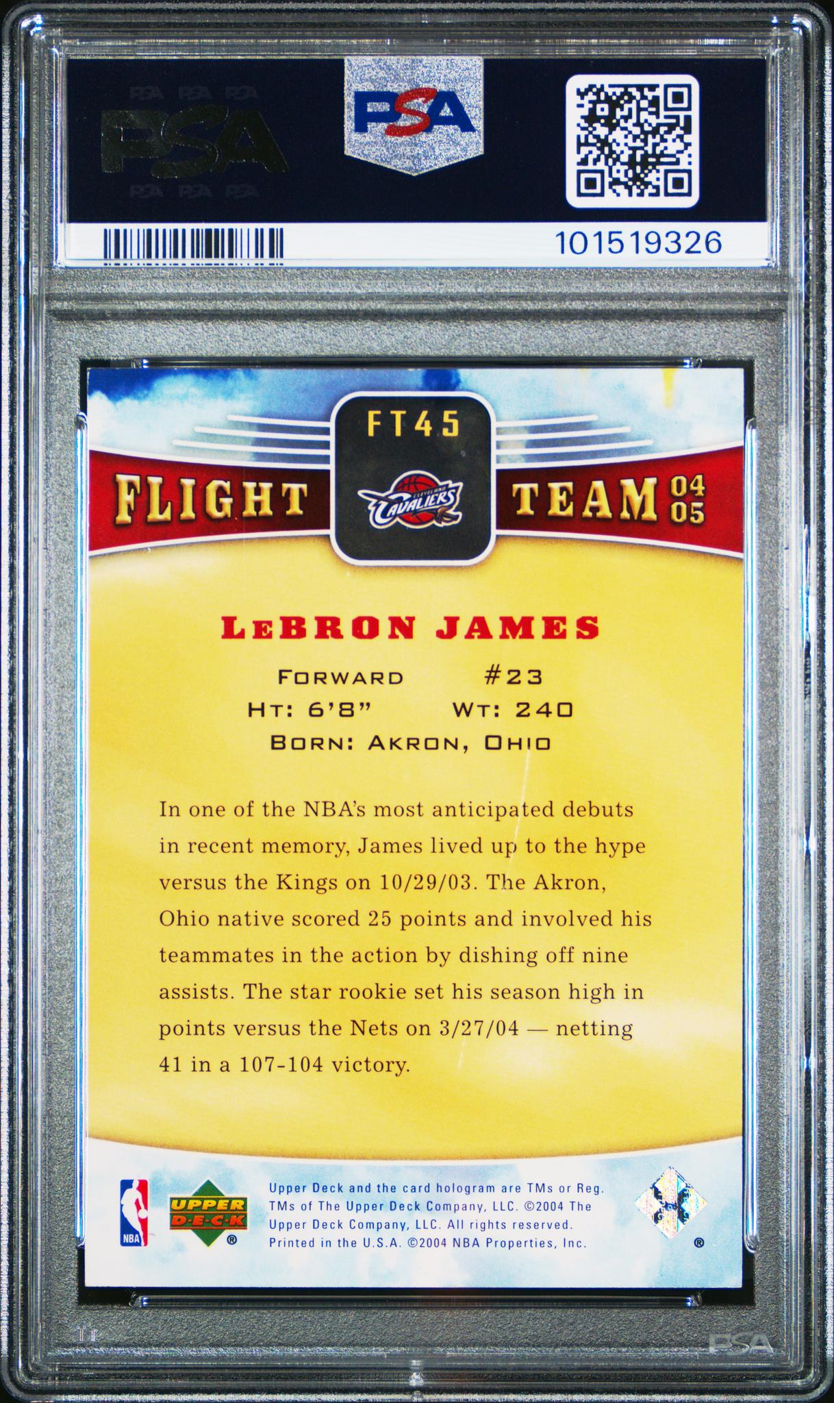2004 Upper Deck Flight Team LeBron James #FT45 PSA 8