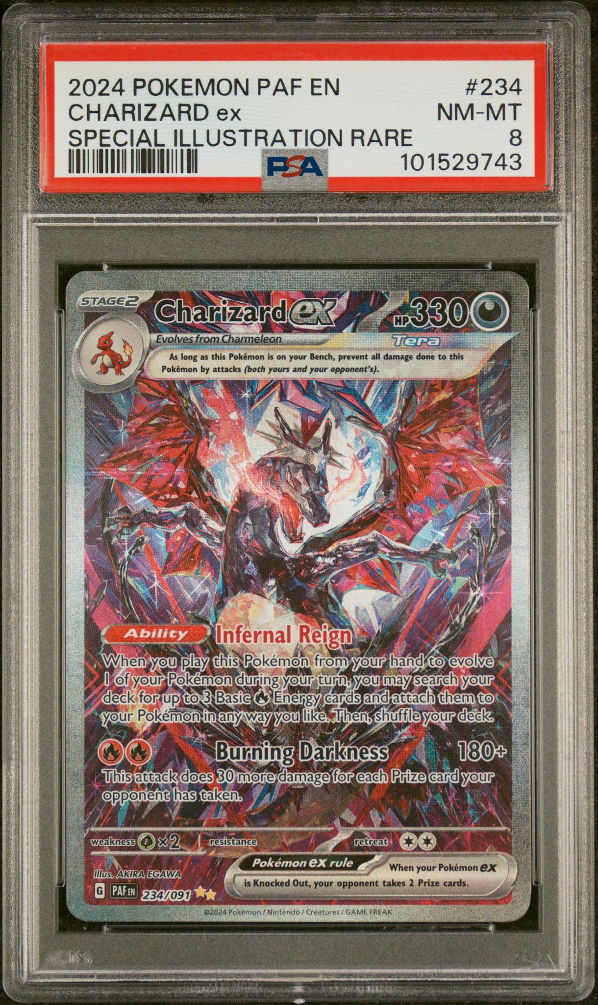 2024 Pokemon Paldean Fate #234 Charizard Special Illustration Rare PSA 8