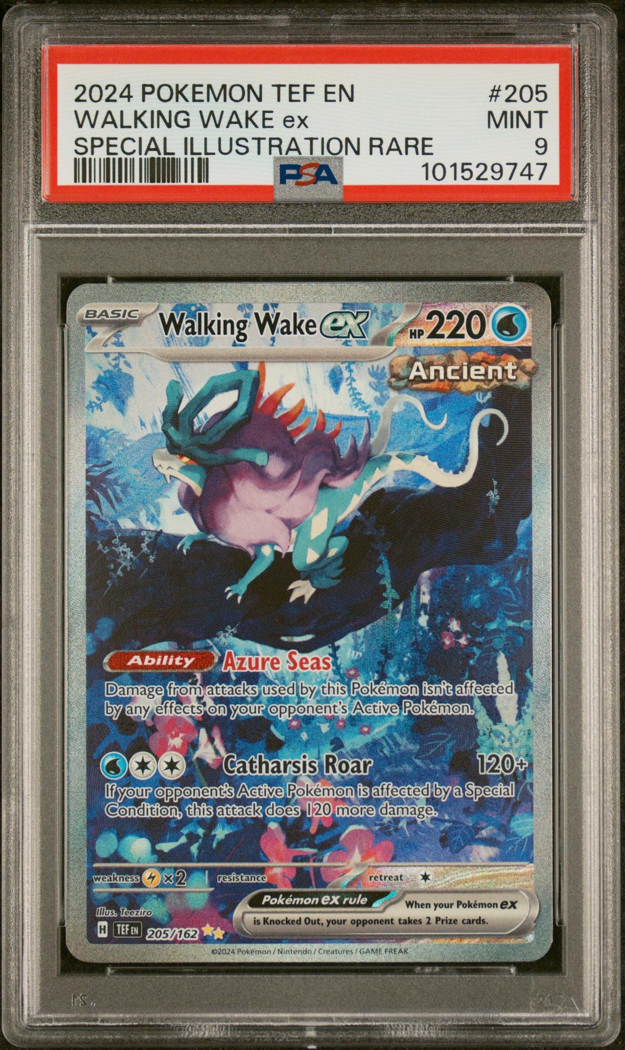 2024 Pokemon Scarlet and Violet Temporal Forces #205 Walking Wake Ex PSA 9